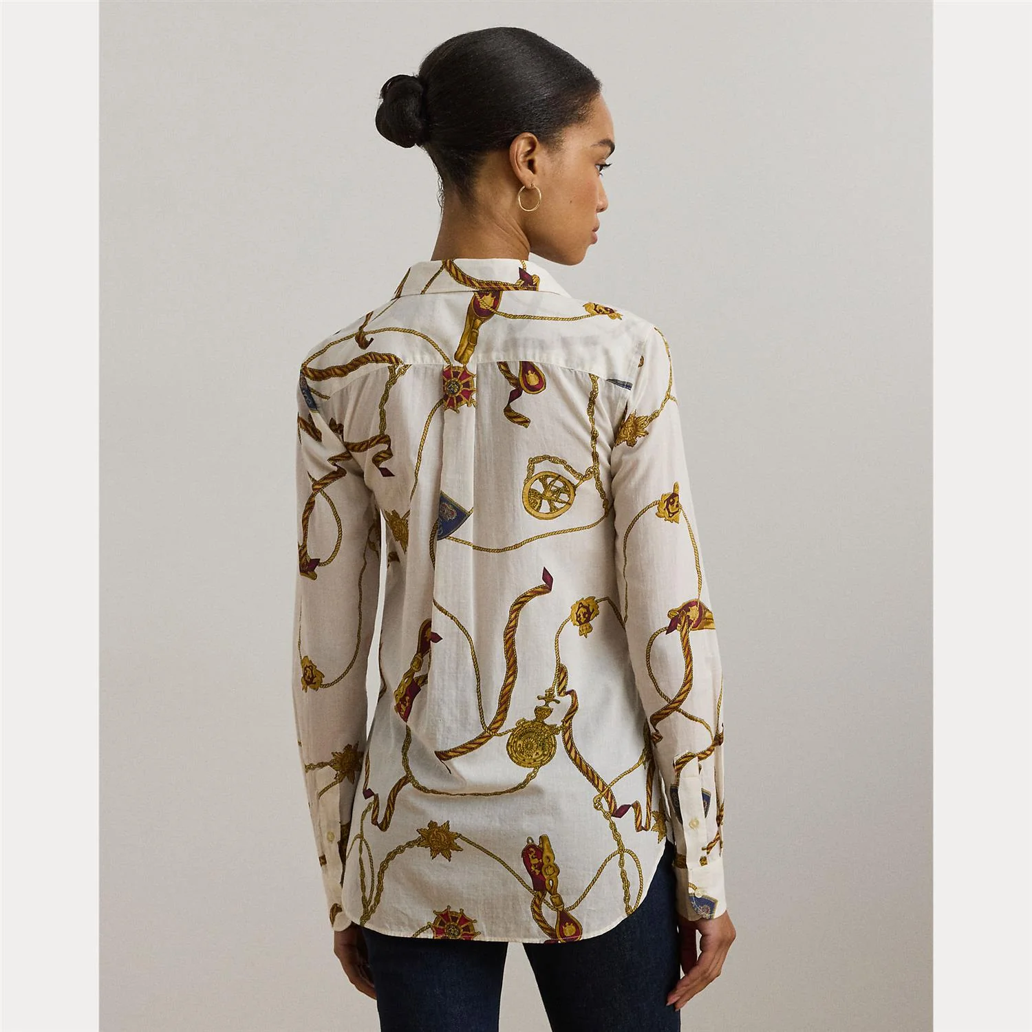 Cream Print Cotton Voile Shirt - Image 3