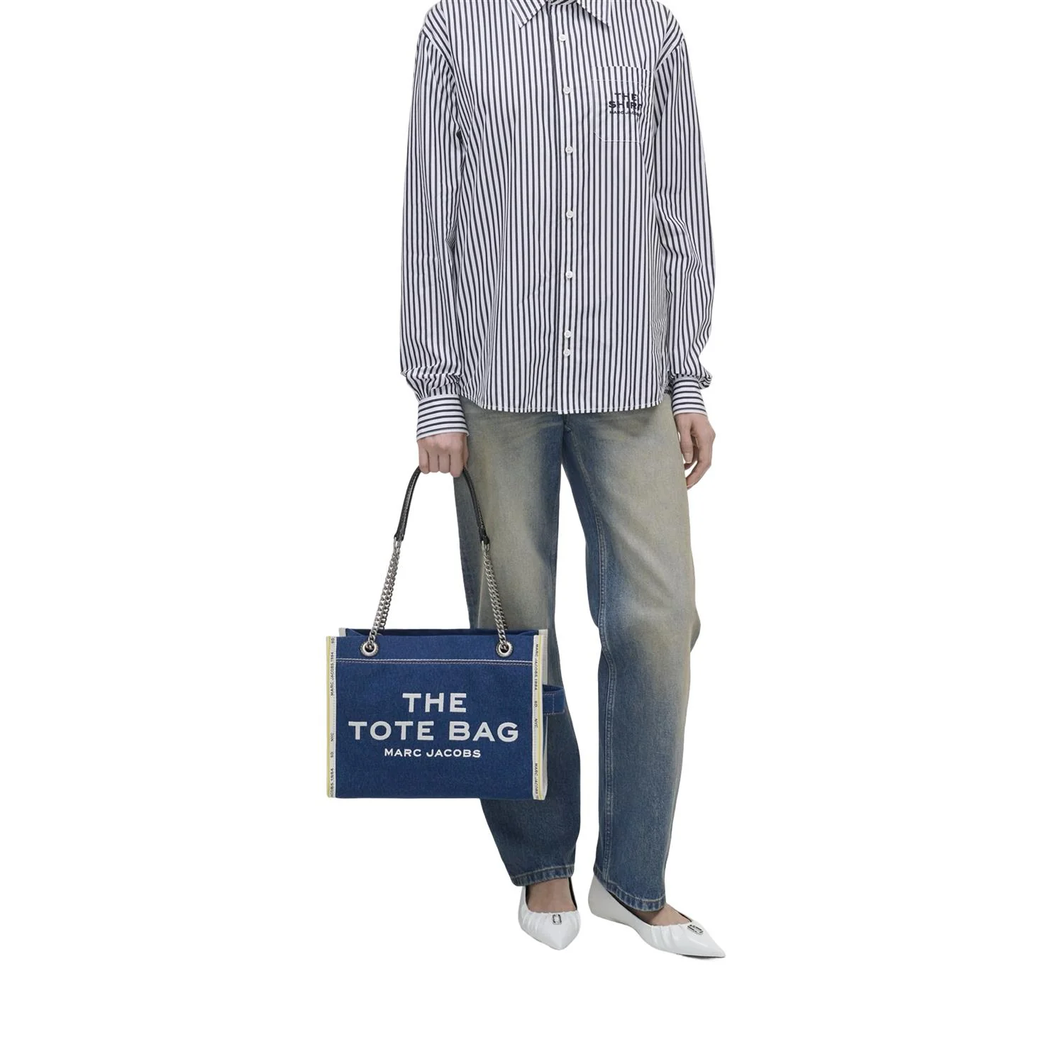 Dark Wash The medium Tote Denim Chain Tote bag - Image 6