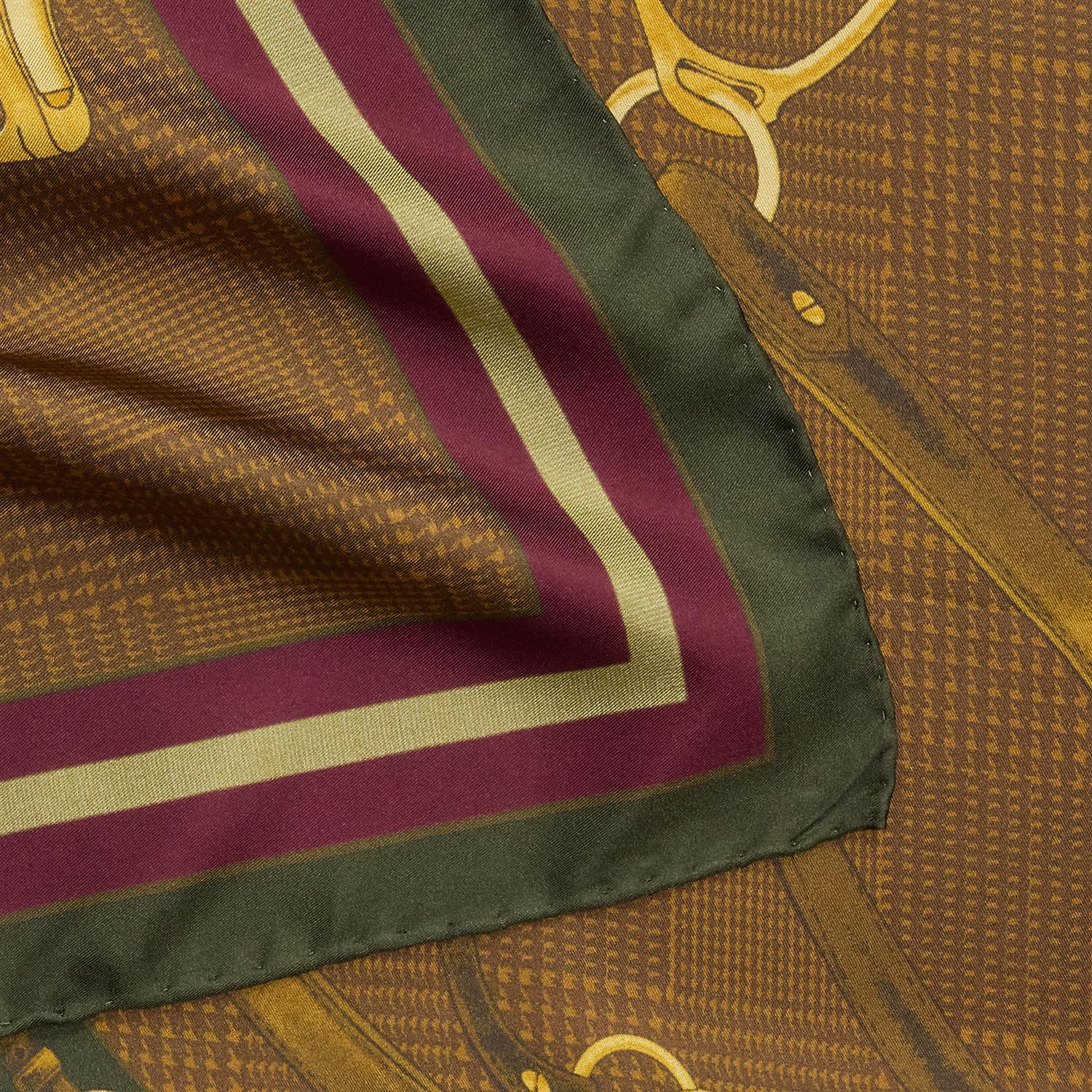 Deep Mahogny Belting Print Glen Paiid silk scarf - Image 3