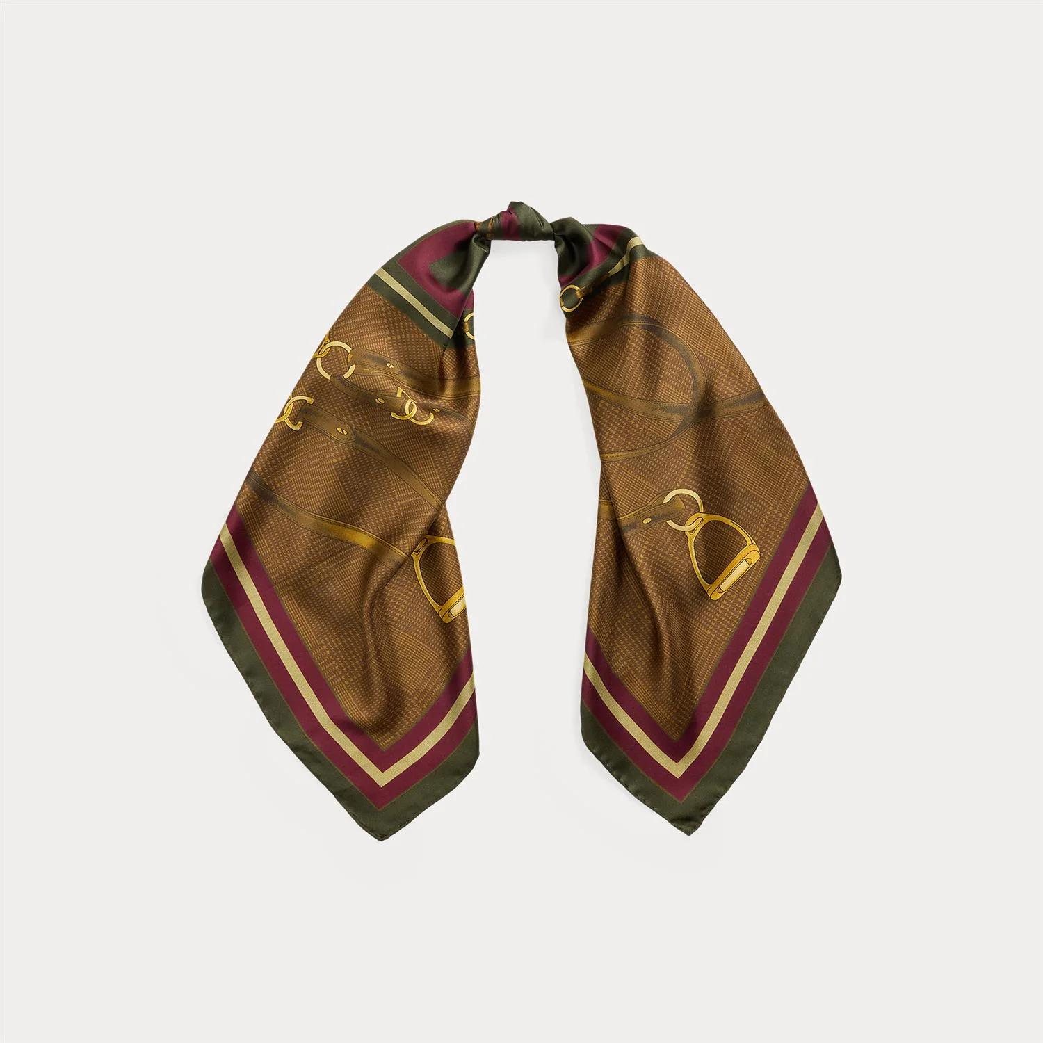 Deep Mahogny Belting Print Glen Paiid silk scarf - Image 4