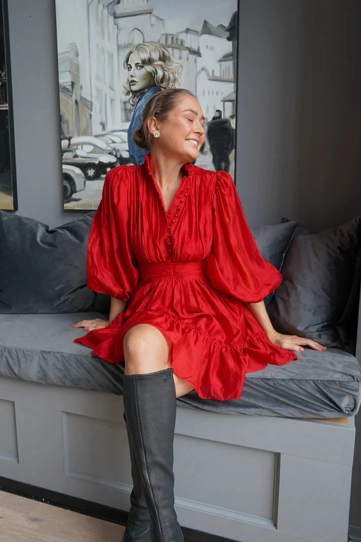 Deep red Vanity Dress Long - Image 2