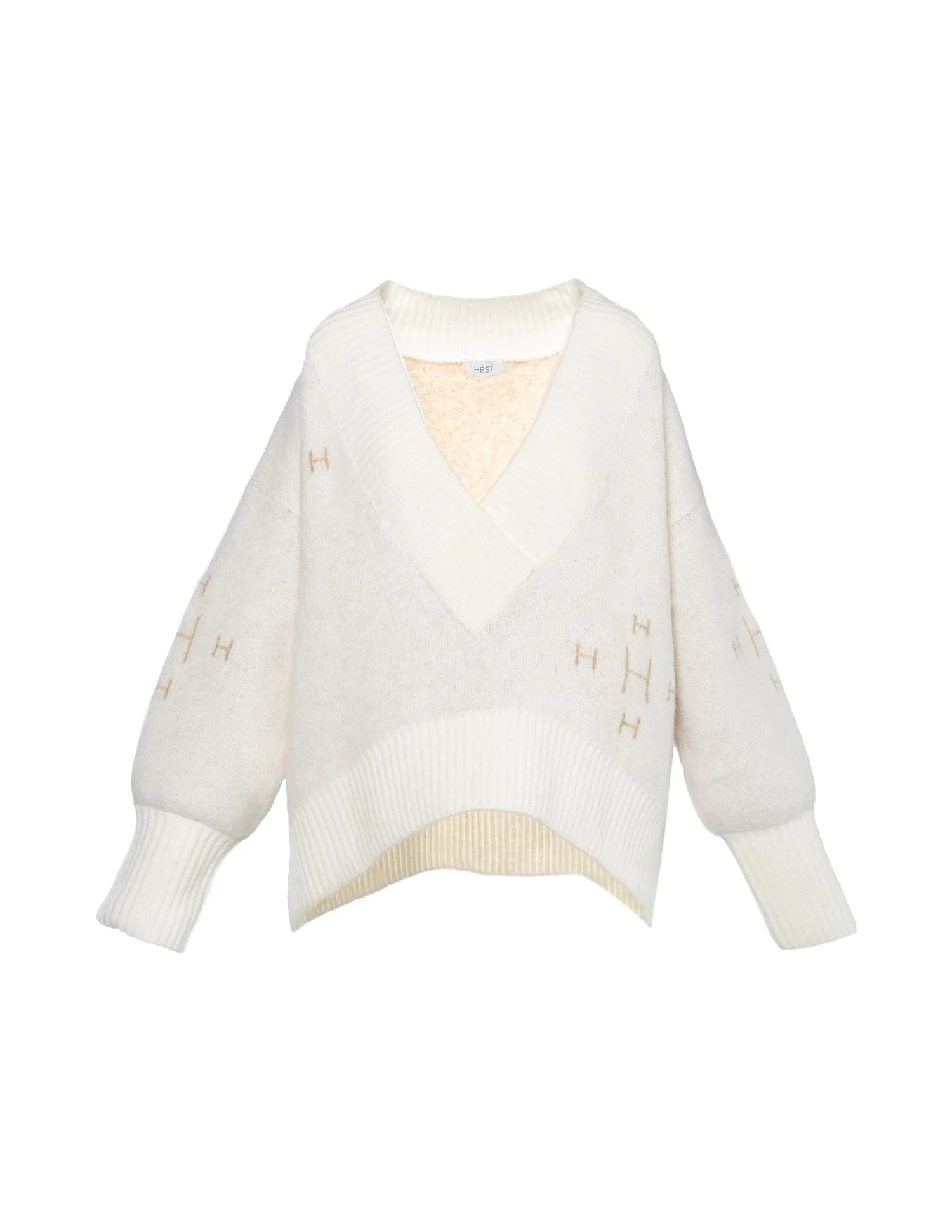 Fam V-neck sweater White alyssum