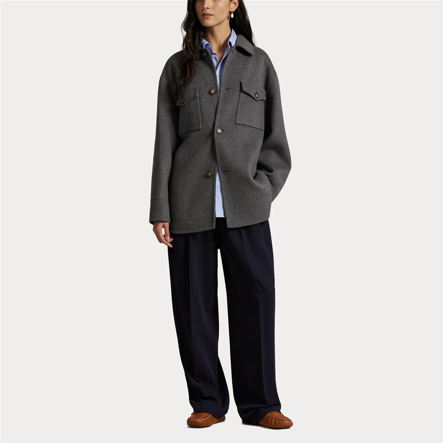 Grey Woven Overshirt Coat - Image 4
