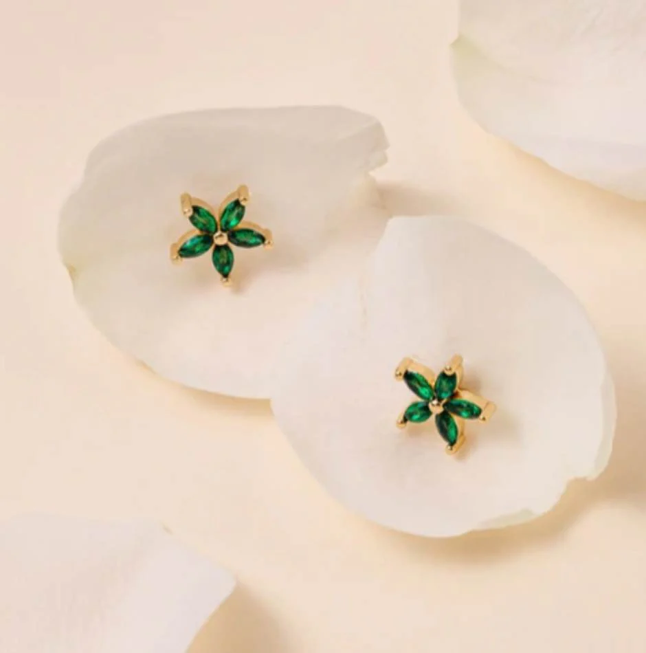 Grønn/Gull Crystal Earrings - Image 2