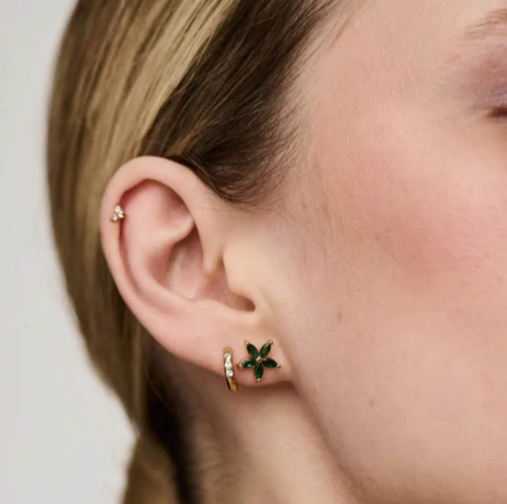 Grønn/Gull Crystal Earrings - Image 3