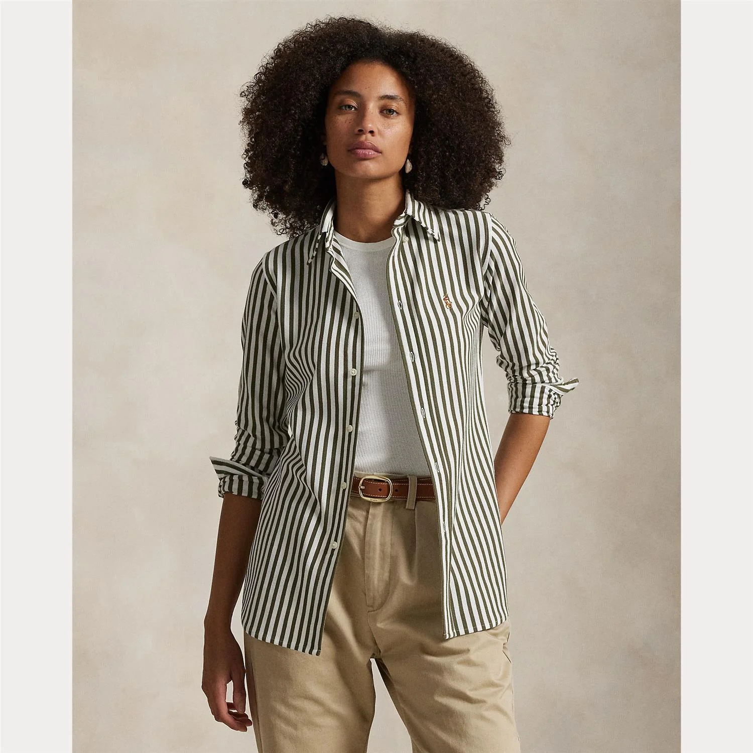Grønn/Hvit Striped Oxford Shirt - Image 2