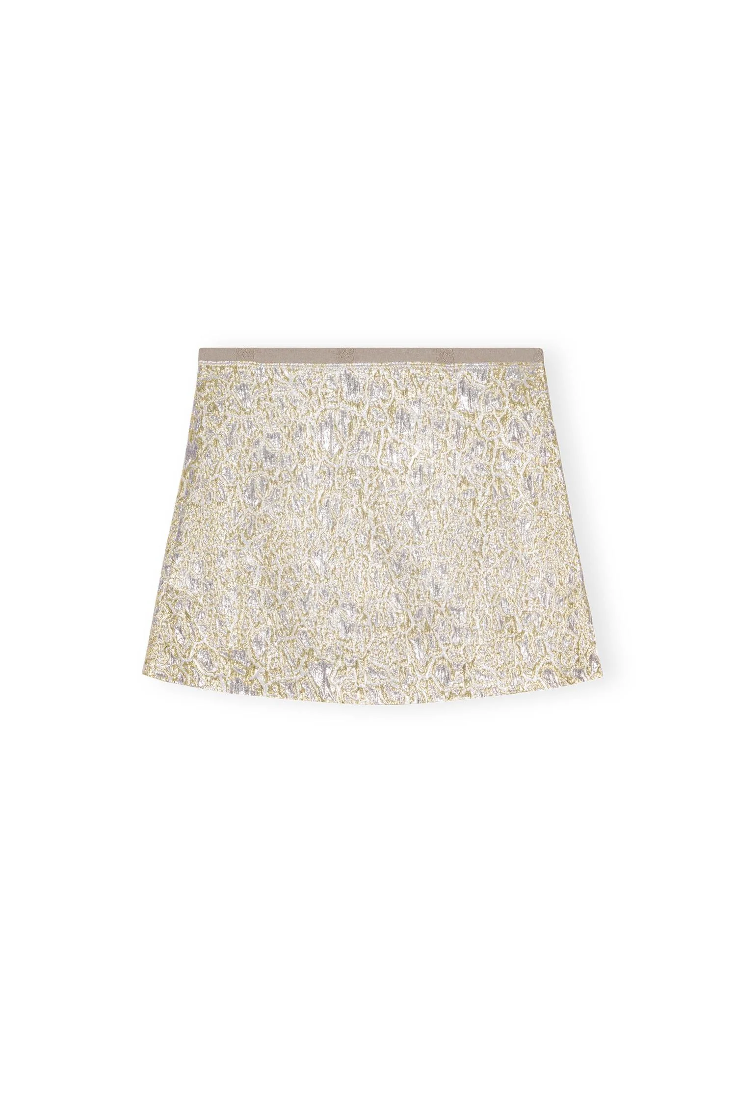 Gull/sølv Metallic Xloque Elasticated Mini Skirt