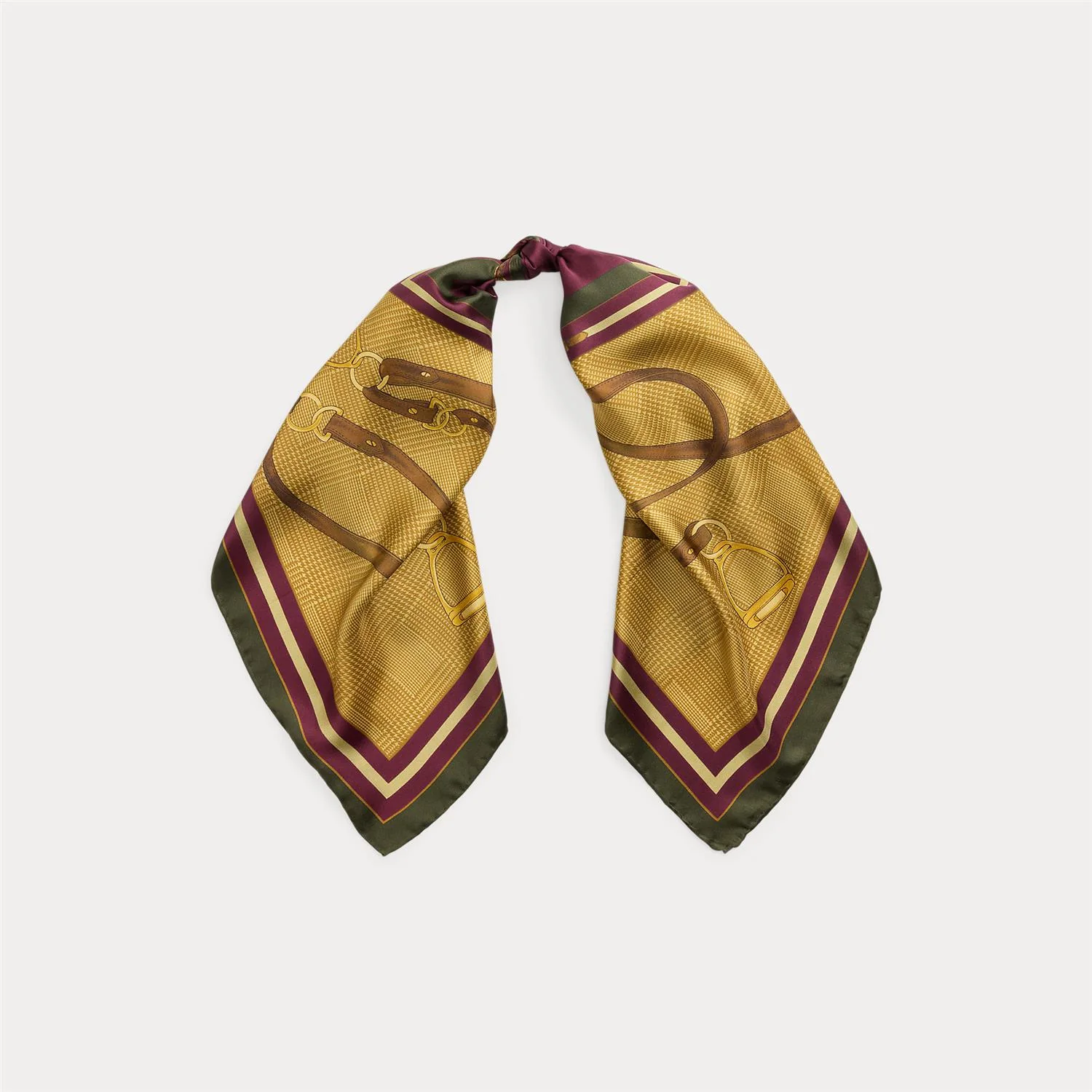 Honey Tan Belting Print Glen Paiid silk scarf - Image 2