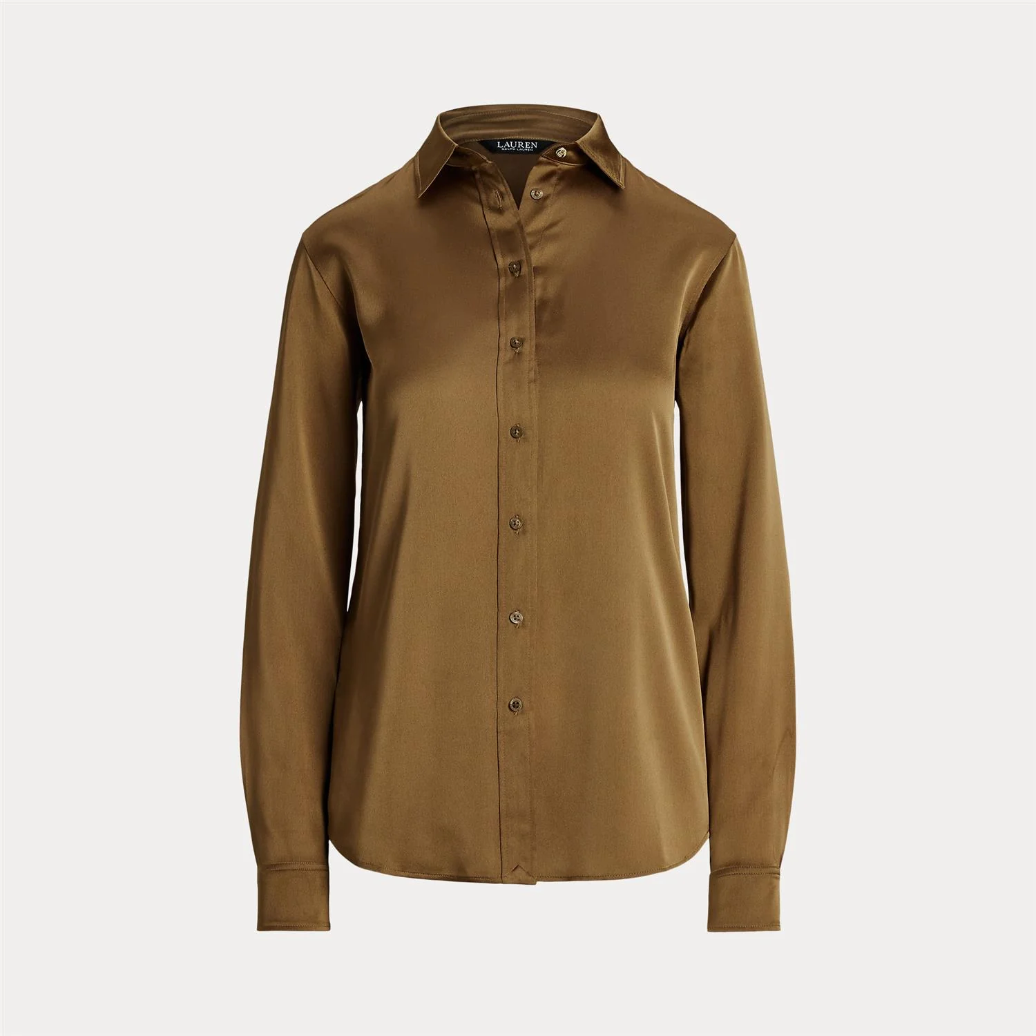 Honey Tan Classic fit satin charmeuse shirt