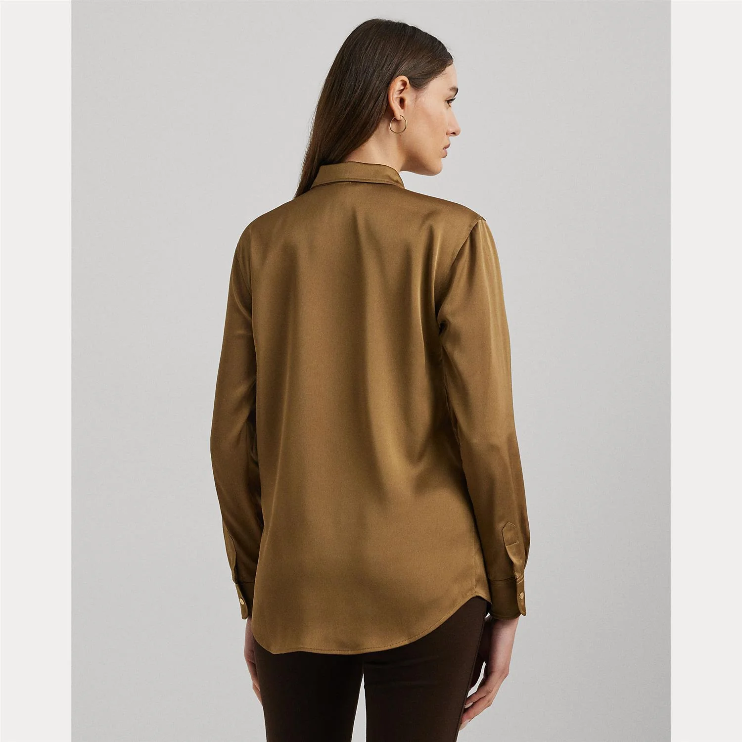 Honey Tan Classic fit satin charmeuse shirt - Image 4