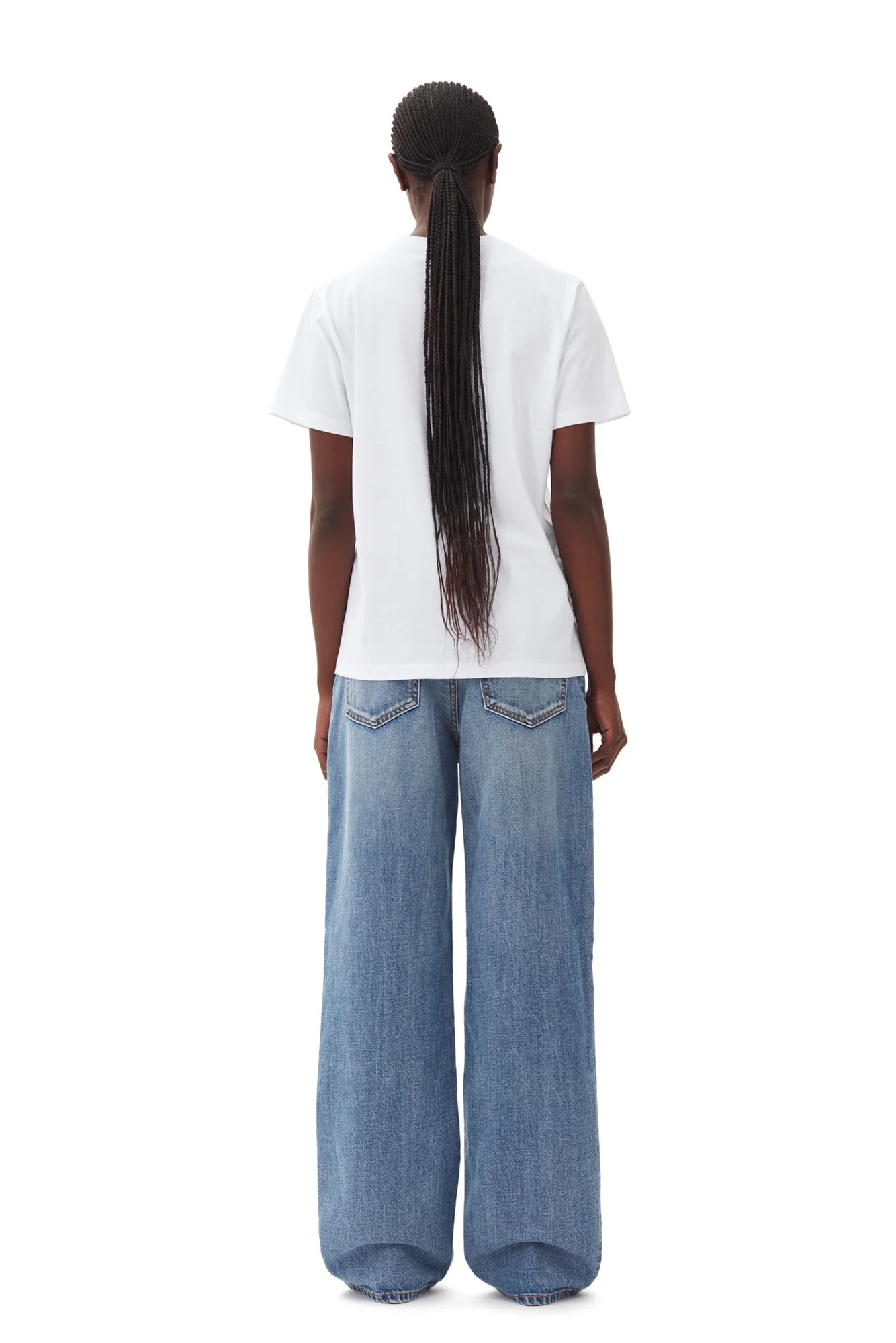 Hvit  Basic Jersey Cherry Relaxed T-shirt - Image 6