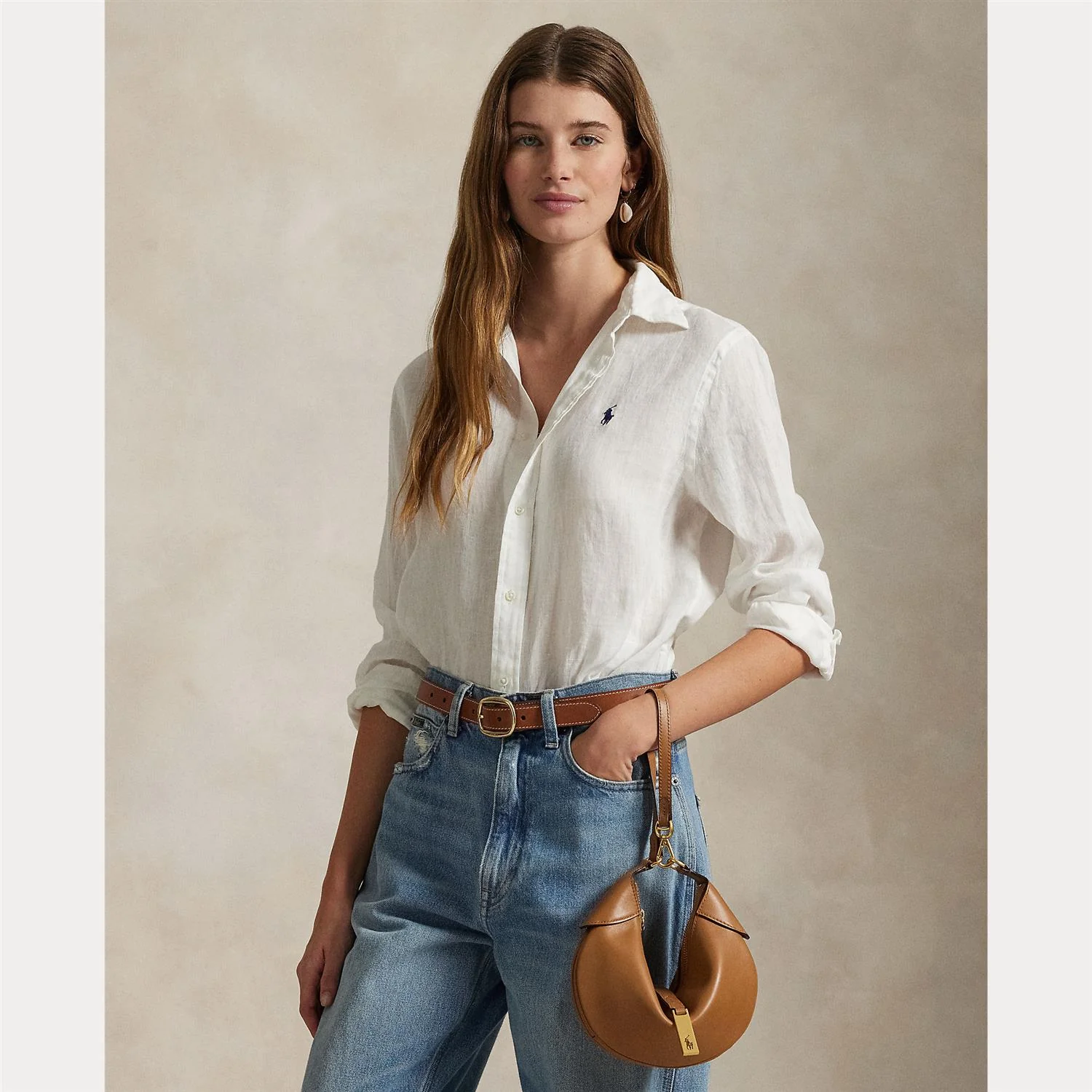 Hvit Classic Fit Linen Shirt - Image 2