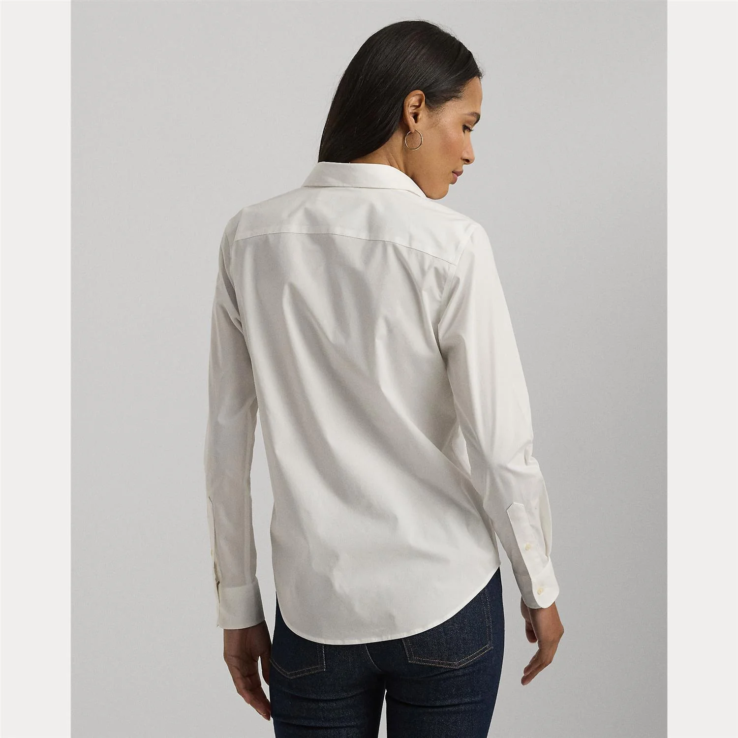Hvit  Easy Care Stretch Cotton Shirt - Image 4