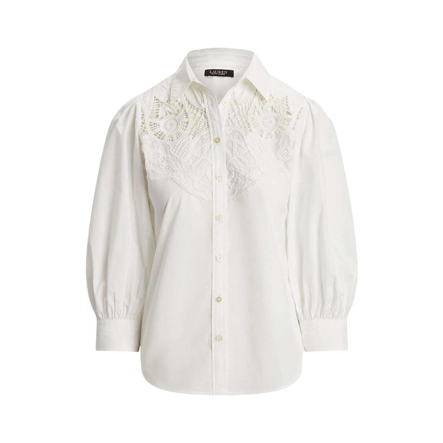 Hvit Eyelet Cotton Broadcloth Shirt