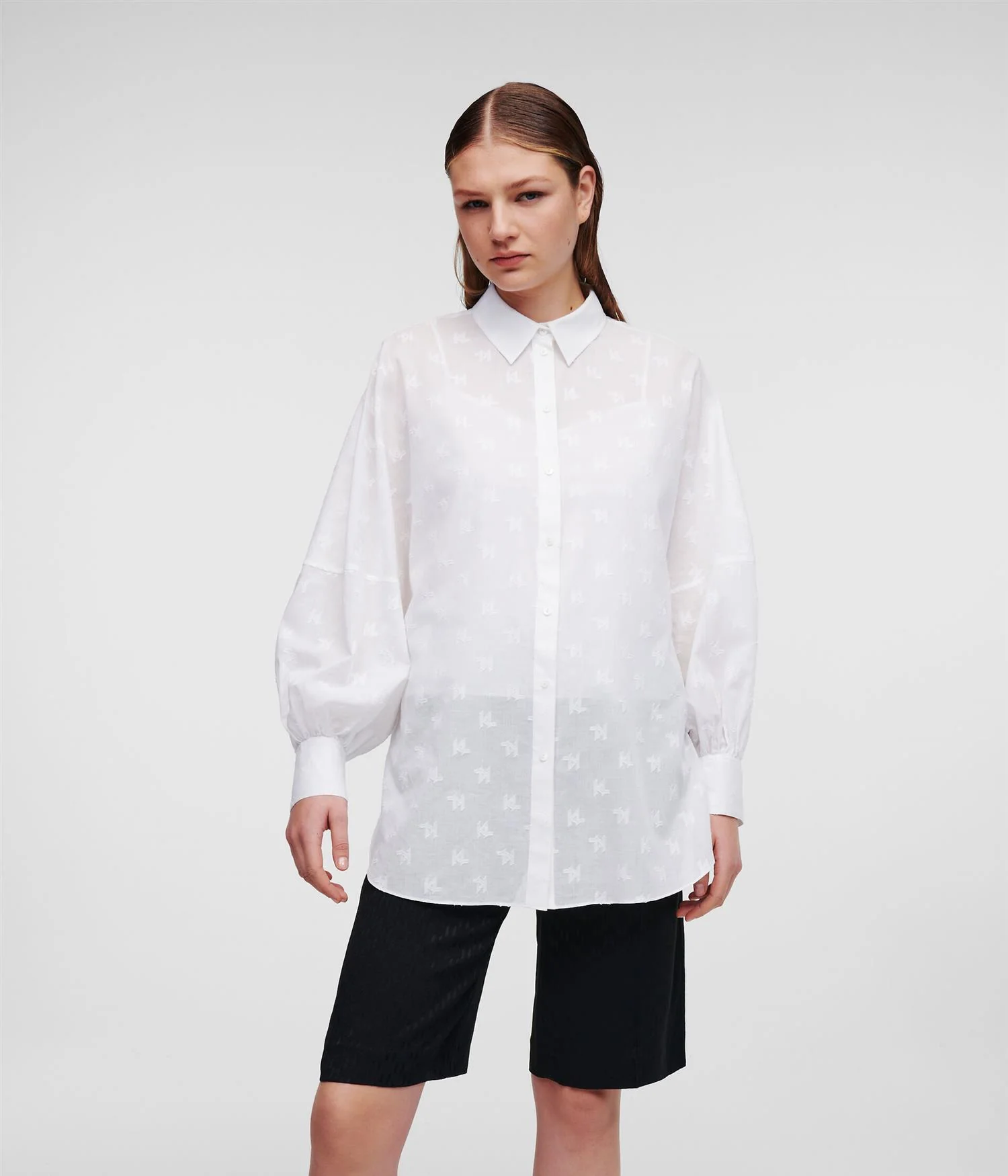 Hvit KL Monogram Cotton Shirt