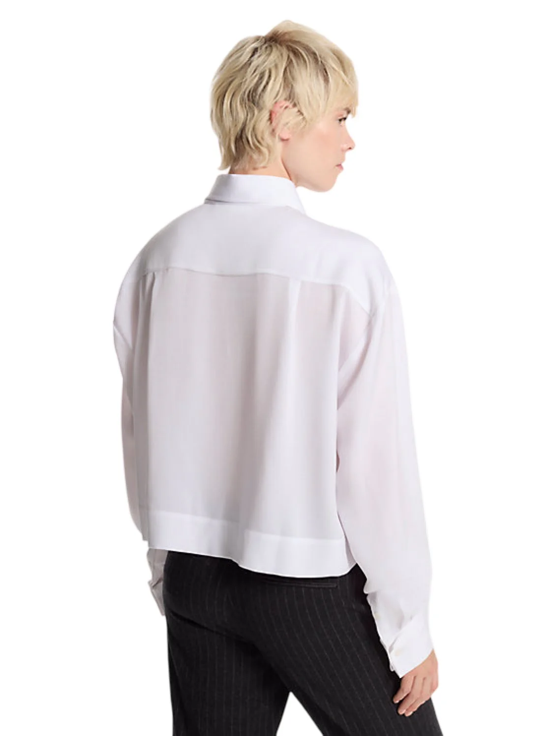 Hvit Satin Cropped Shirt - Image 2