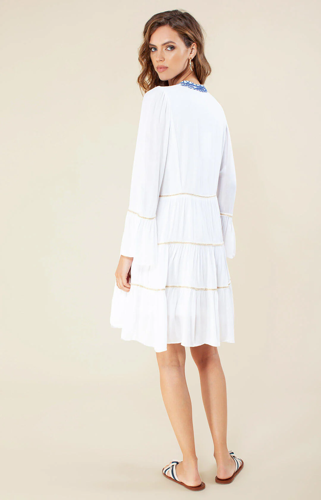 Hvit Short Dress W Embroidery - Image 2