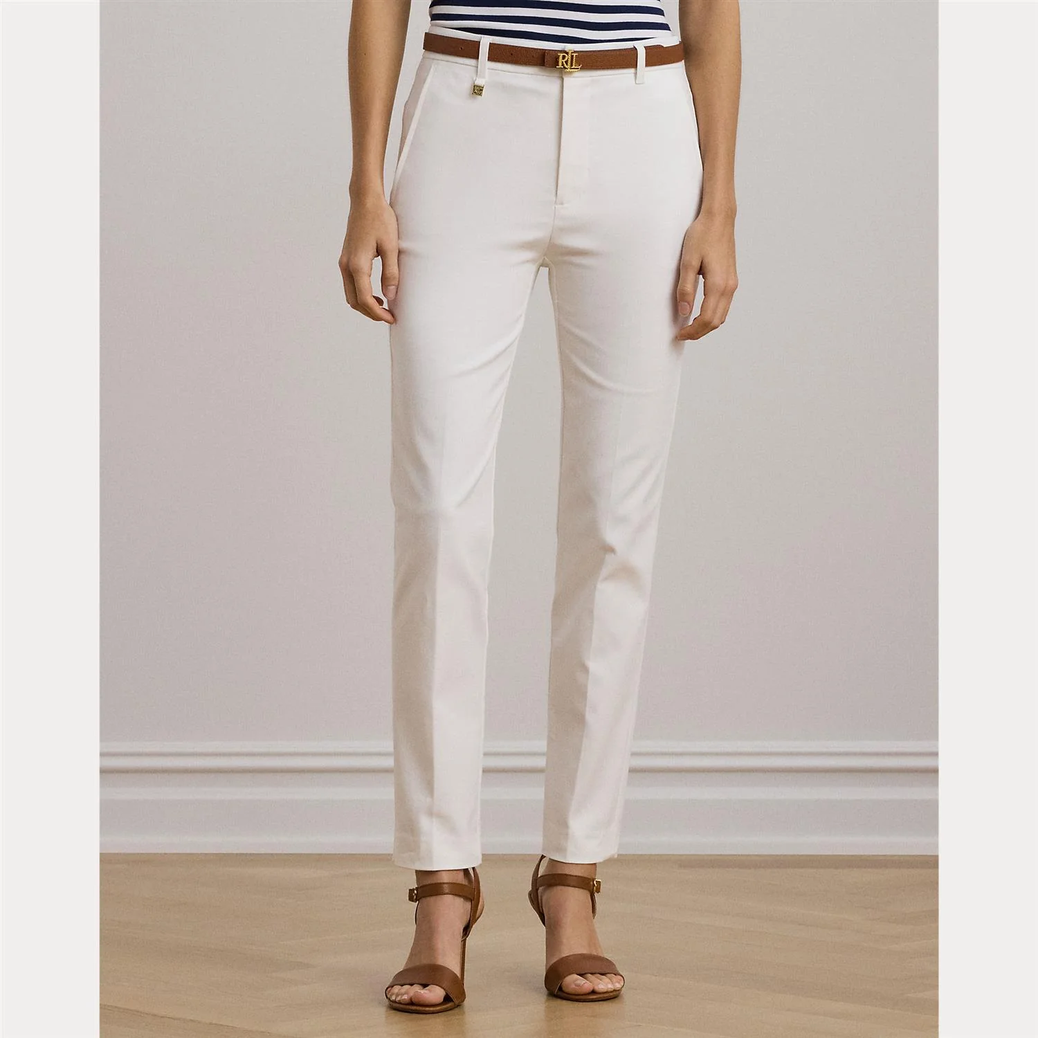 Hvit Stretch Cotton Blend pant - Image 3