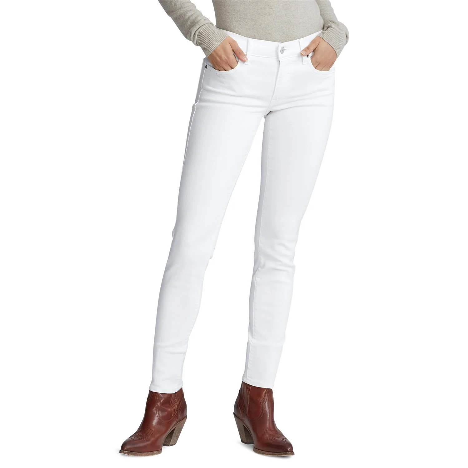Hvit Tomp MR Skinny Denim Jeans - Image 4