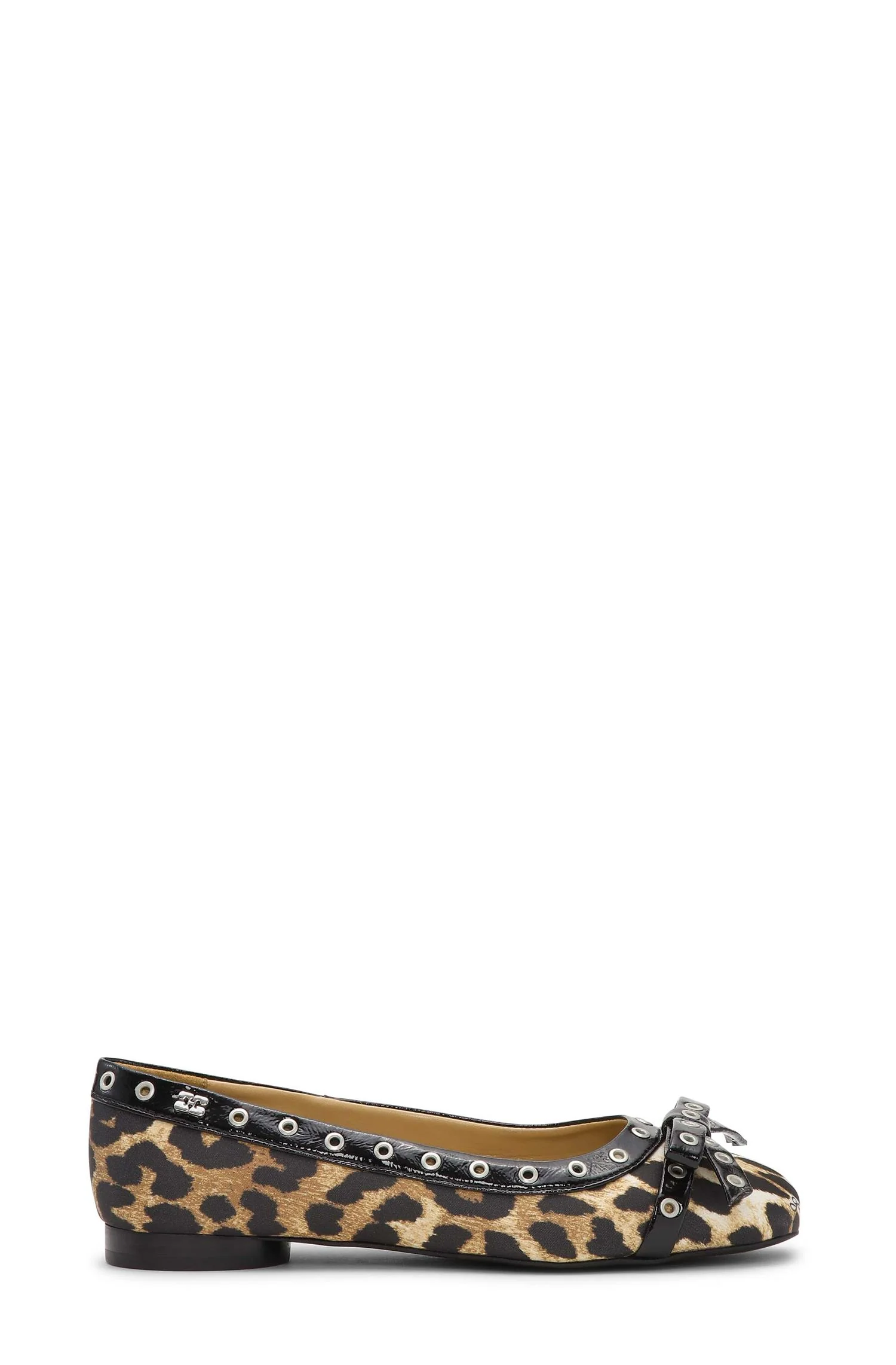 Leopard Eyelets Bow Ballerina