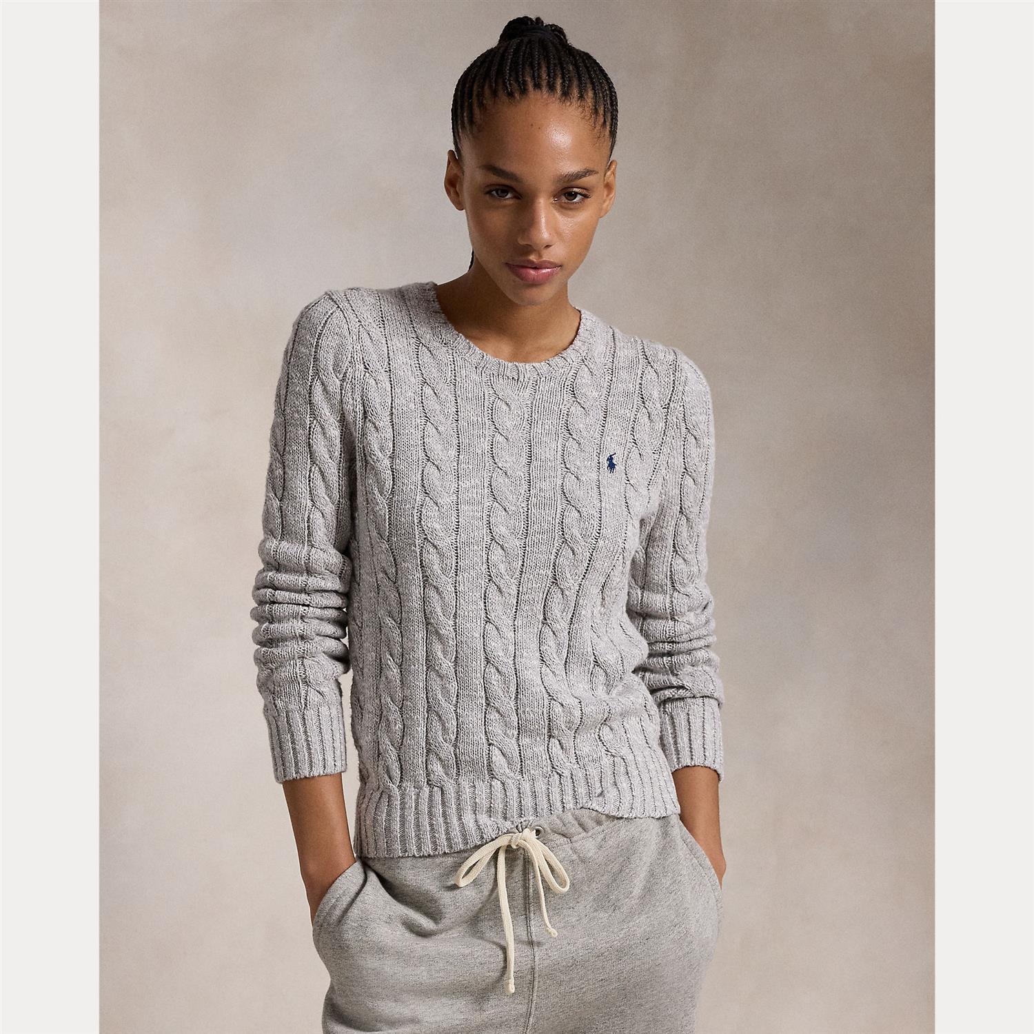 Light grey Cabel Knit Ragg Sweater - Image 2