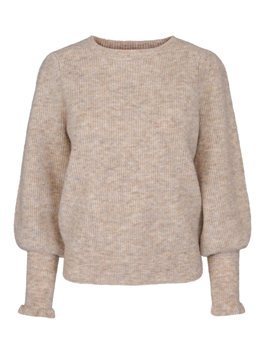 Light Sand Mohair Puffarm Pullover