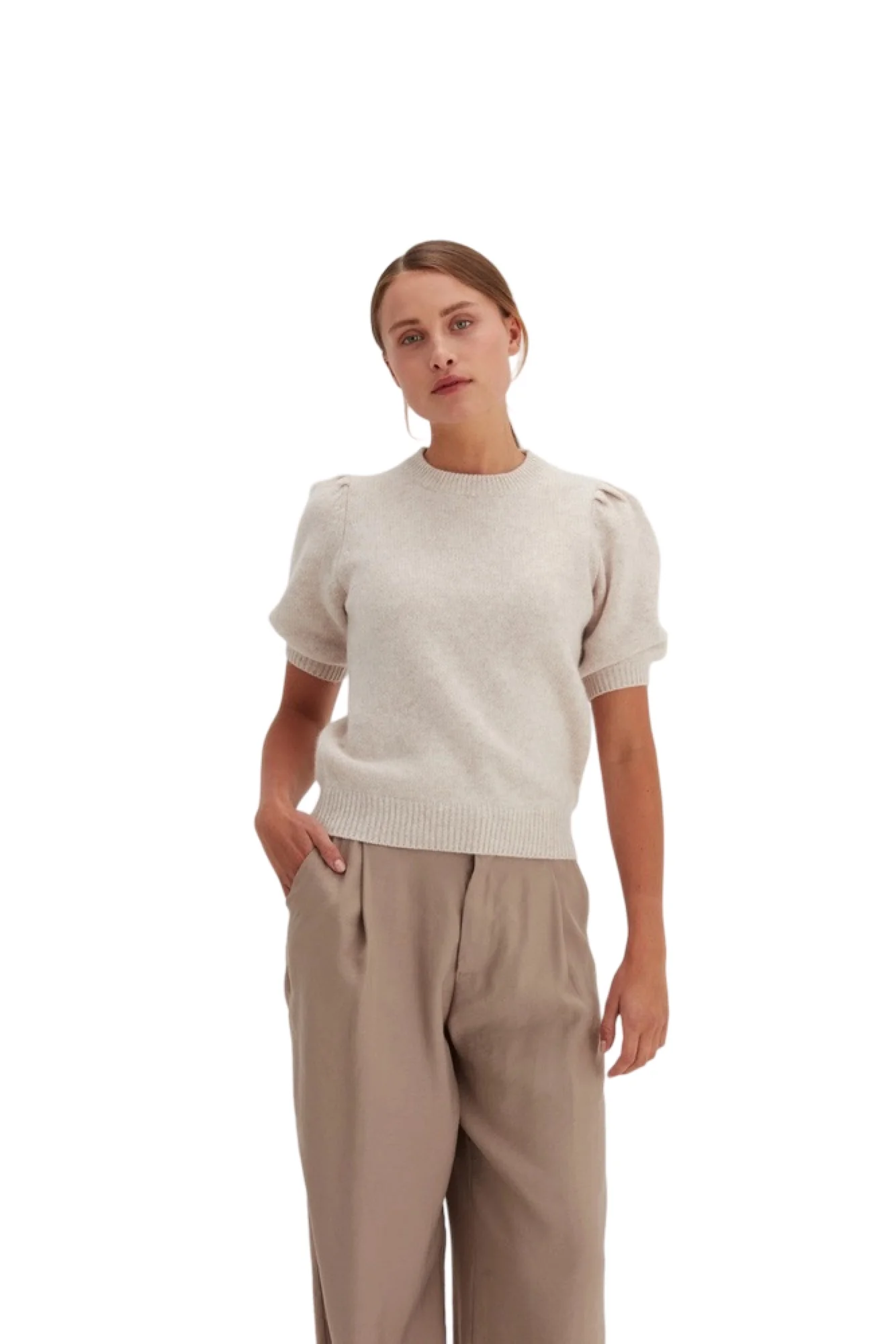 Lys Beige Bruched Puff Sleeve sweater - Image 4