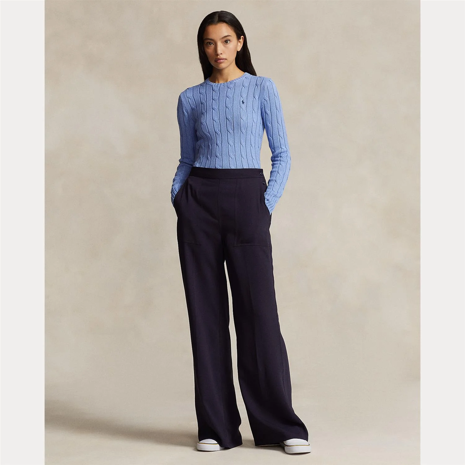 Lyseblå Cable Knit Cotton Sweater - Image 3