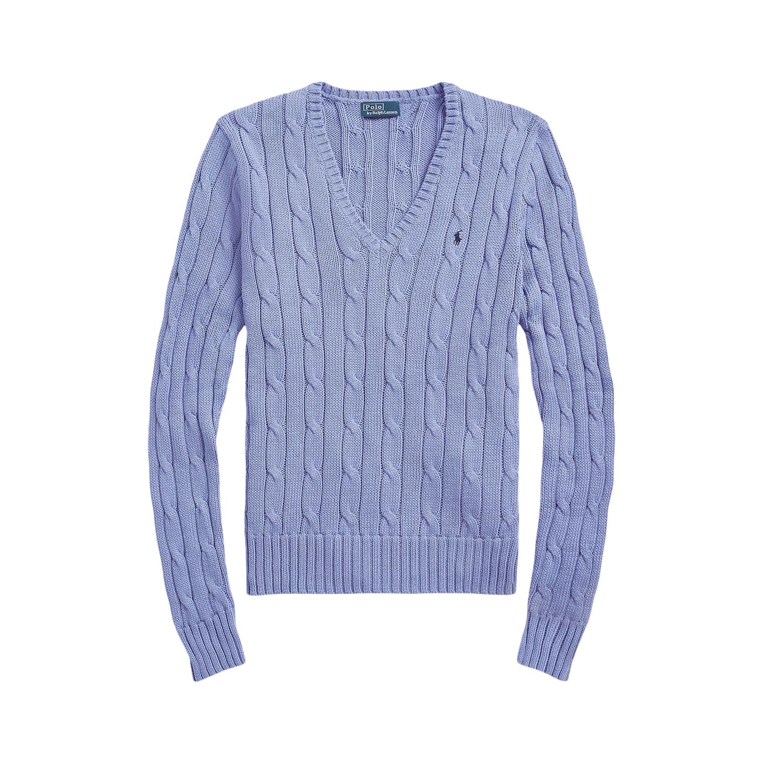 LyseblÄ Cable Knit Cotton V-Neck Sweater