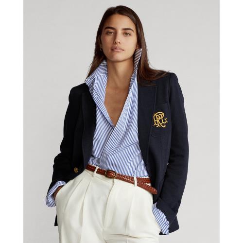 Marineblå Double Knit Jacuard Blazer - Image 3