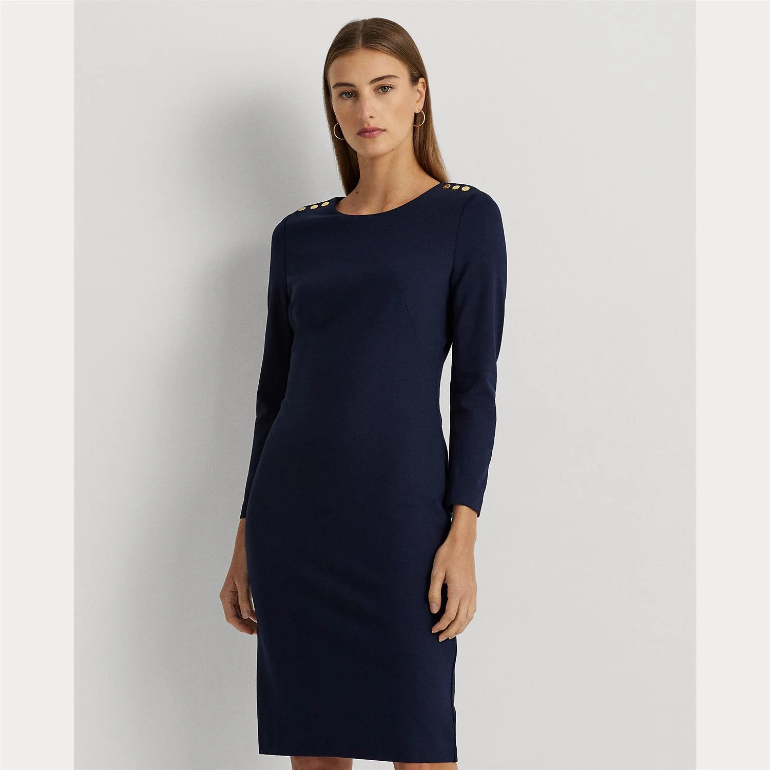 Marineblå Ponte Three Quarter dress - Image 3