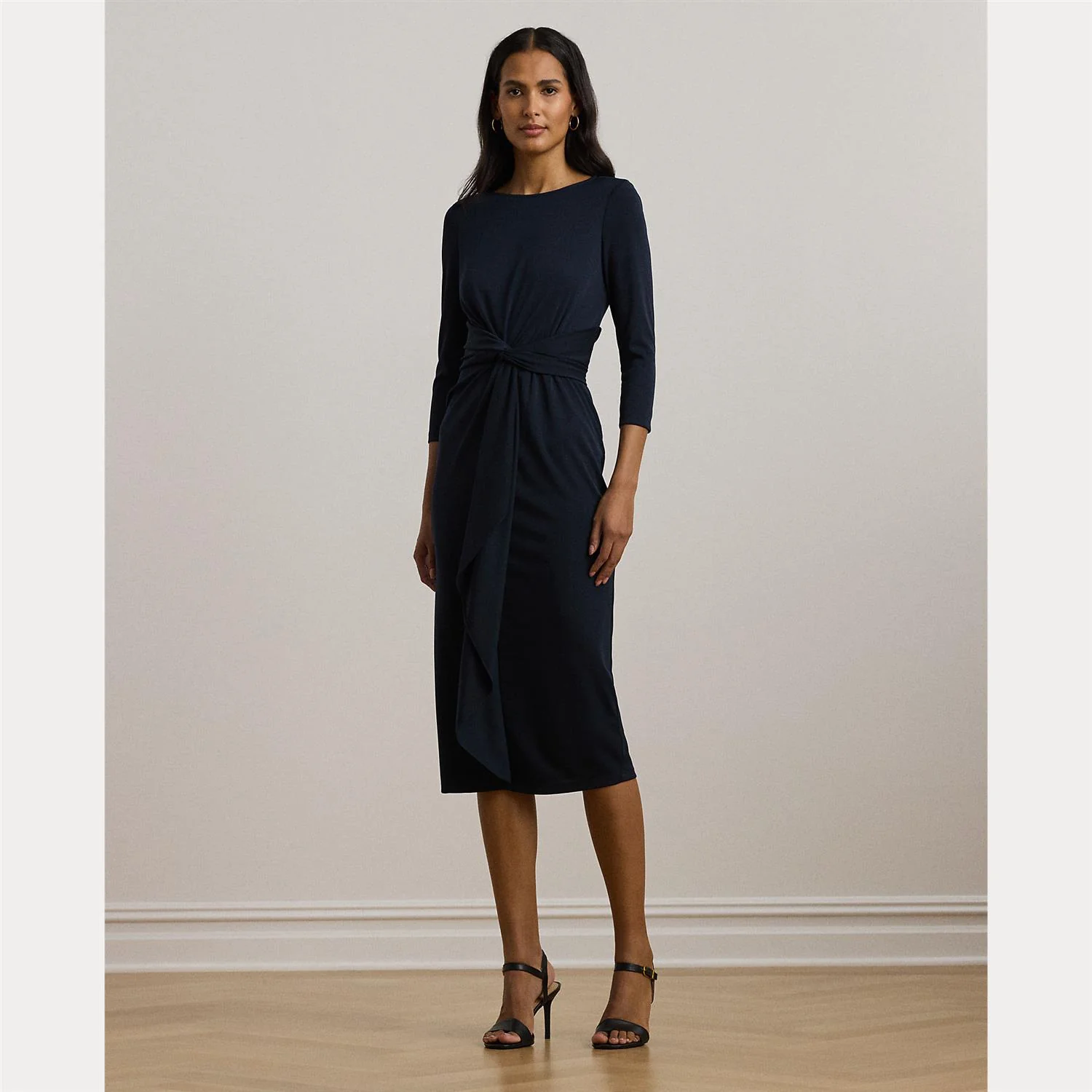 Marineblå Twist Front Jersey Dress - Image 2