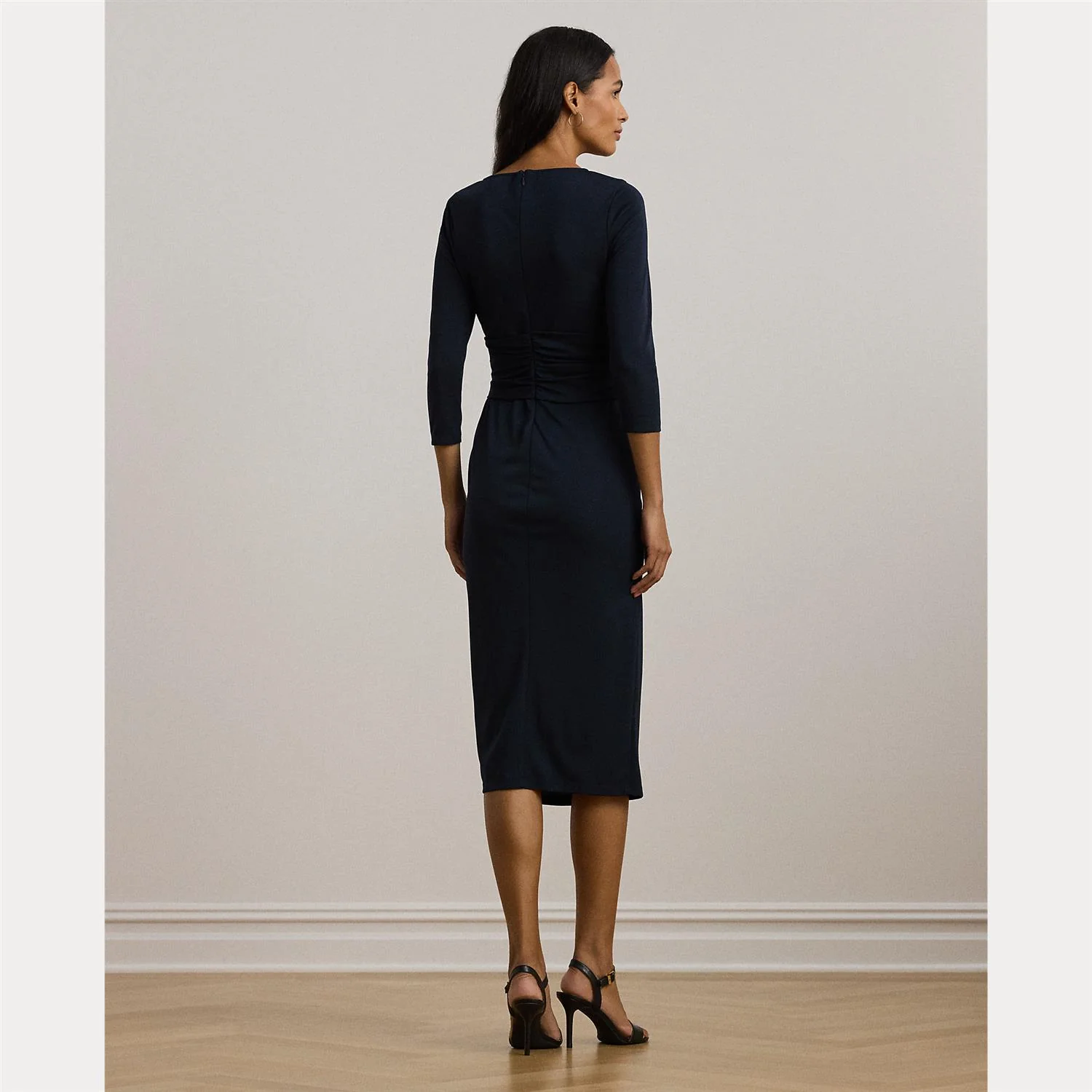 Marineblå Twist Front Jersey Dress - Image 4