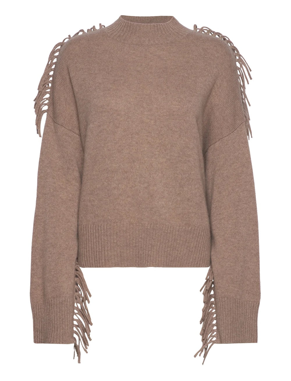 Mink Boxy O-neck sweater fringes