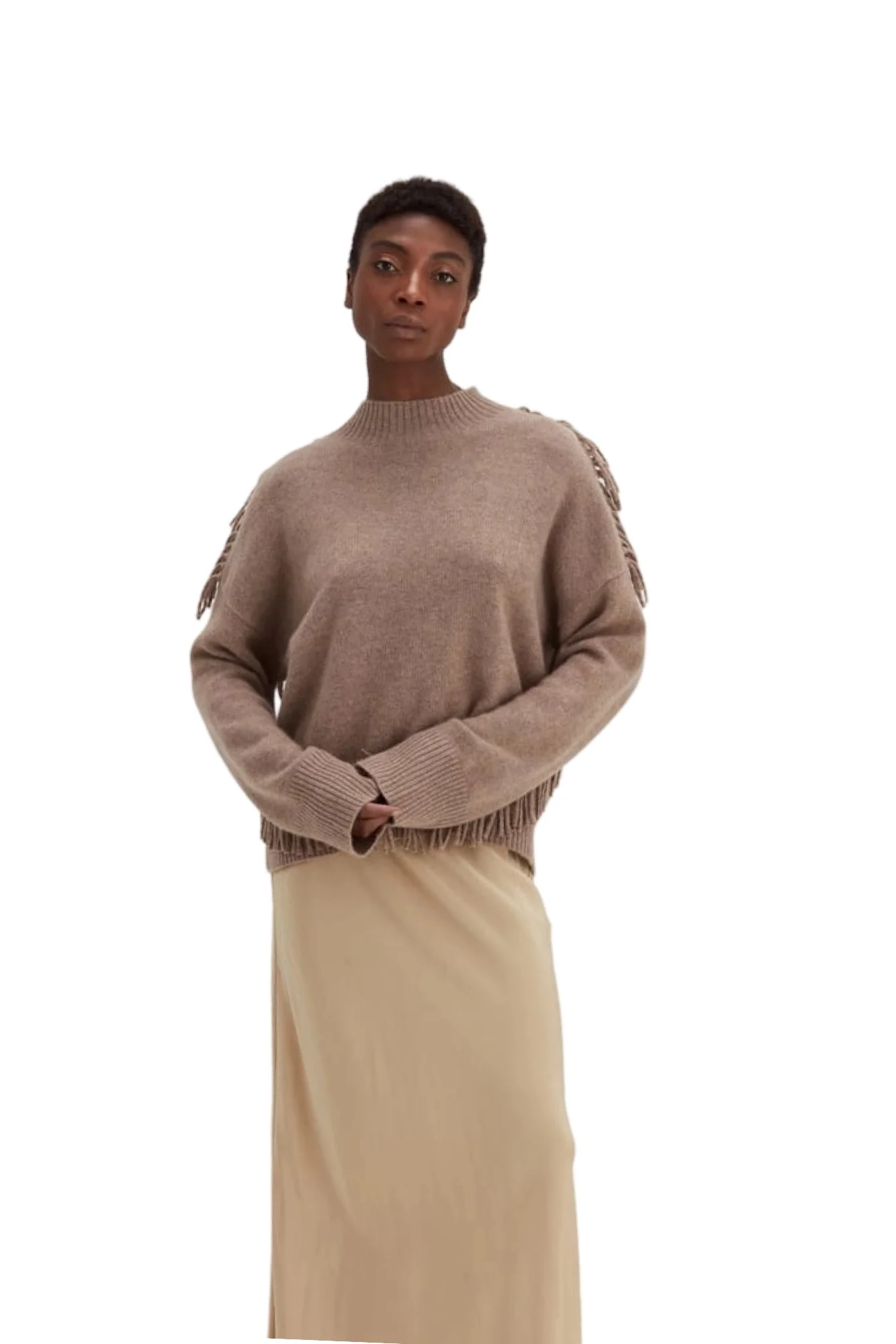 Mink Boxy O-neck sweater fringes - Image 2