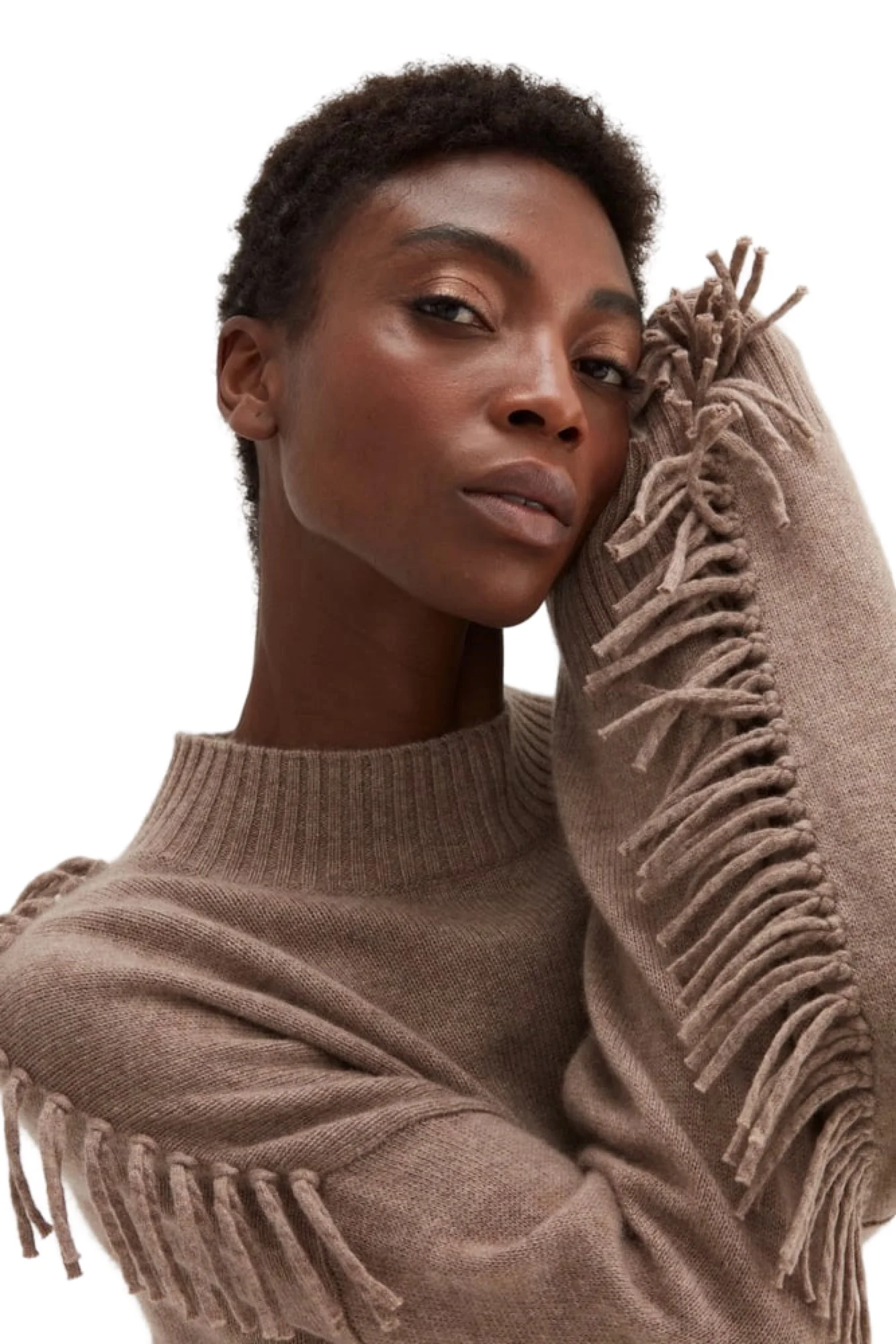 Mink Boxy O-neck sweater fringes - Image 3