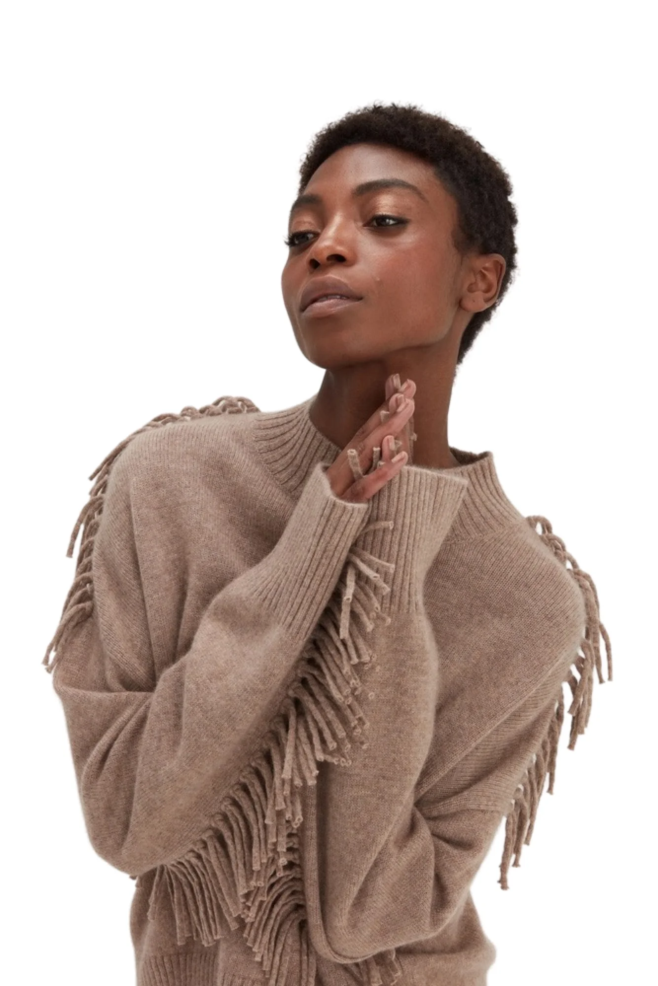 Mink Boxy O-neck sweater fringes - Image 4