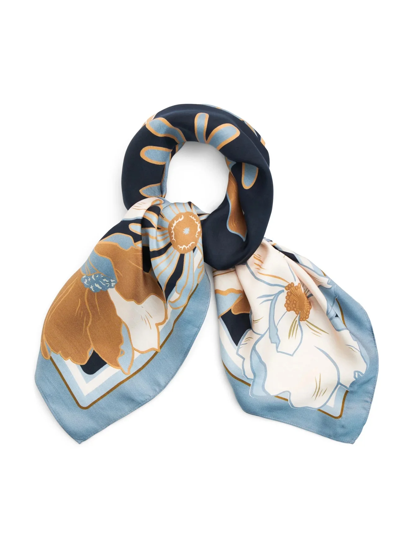 Multi Chloris Blue Silk Scarf