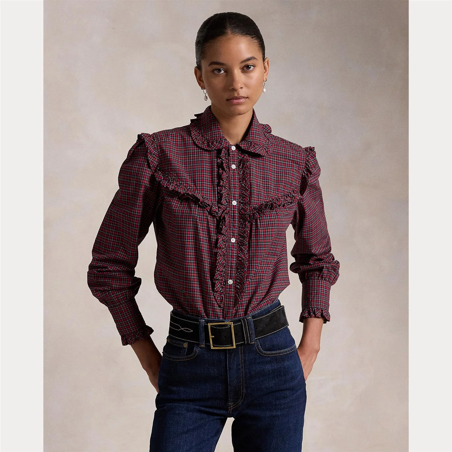 Multi Ruffle Plaid Shirt - Image 2