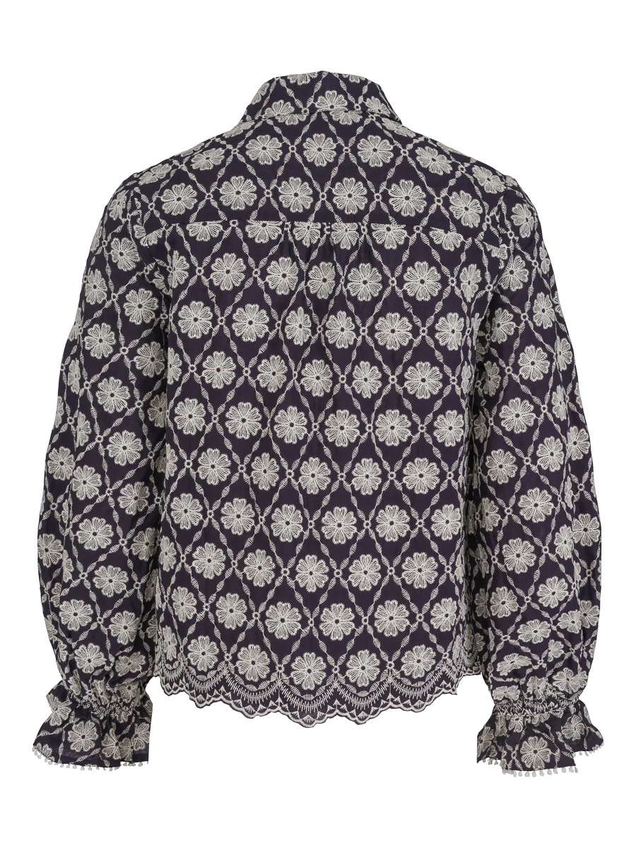 Navy A-shape embr blouse - Image 2