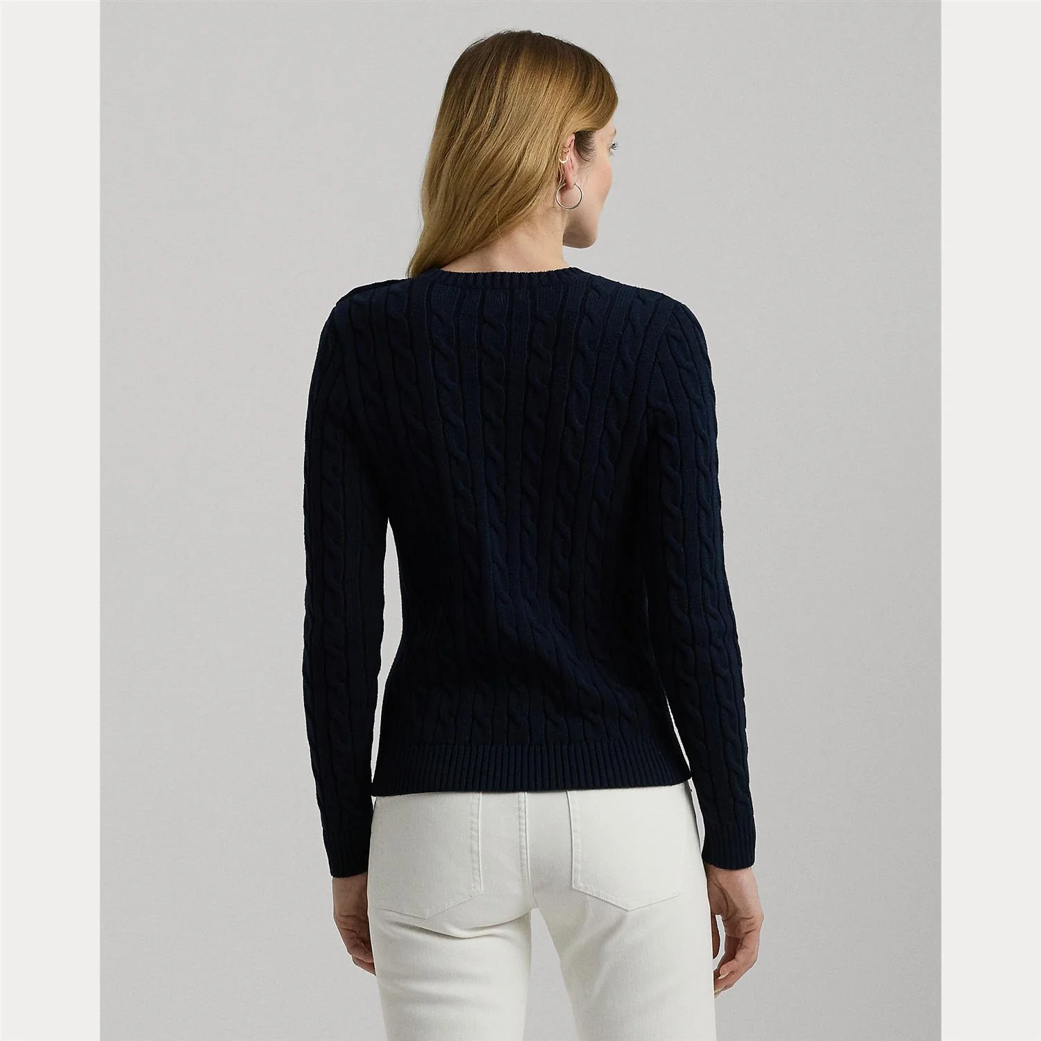 Navy Button Cable Knit Sweater - Image 4