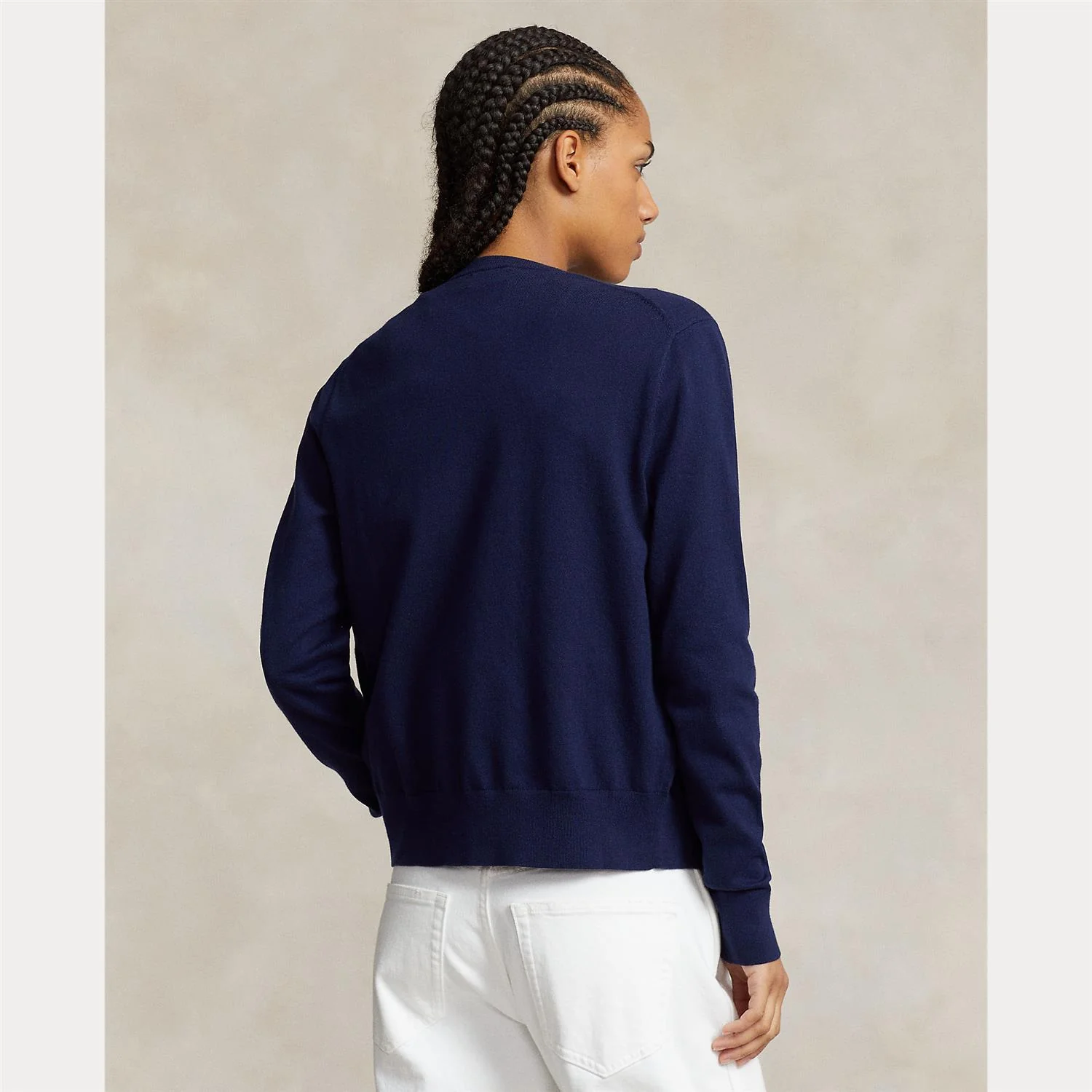 Navy Cotton Blend Cardigan - Image 4