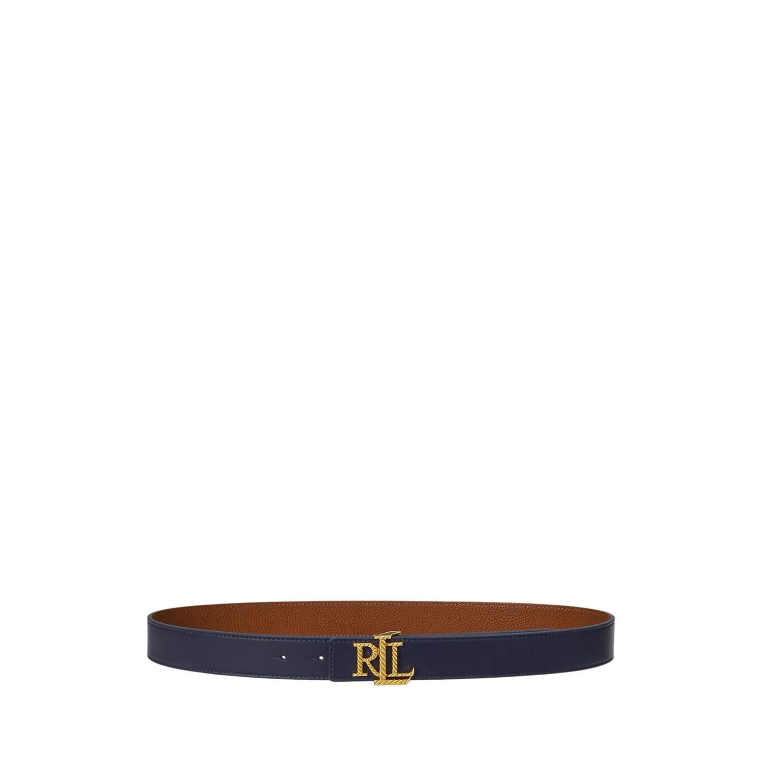 Navy/Lauren Tan Logo Reversible Embossed Belt