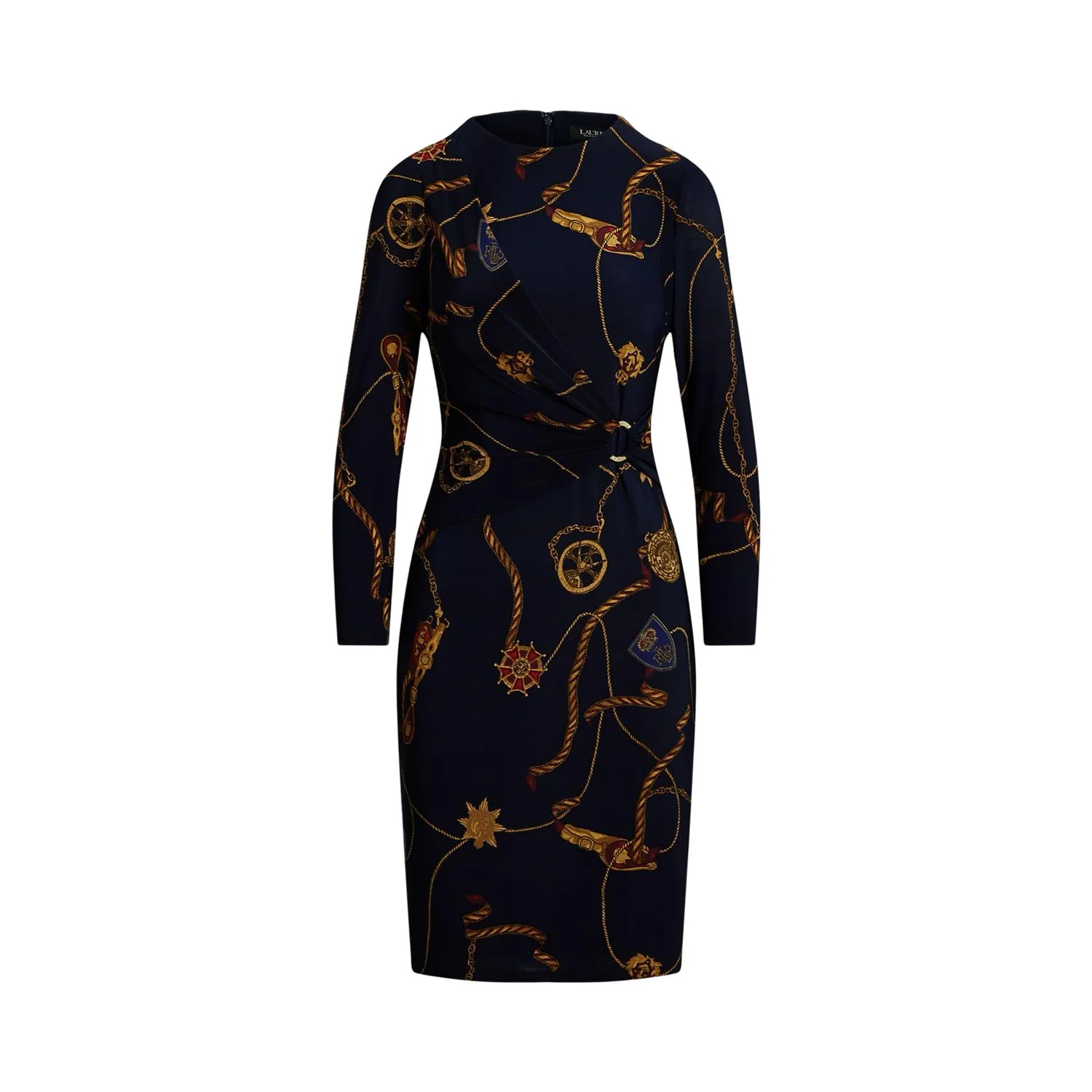 Navy Multi Jersey Three-Quarter Dress