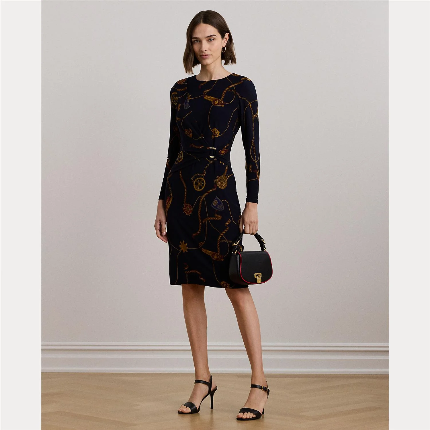 Navy Multi Jersey Three-Quarter Dress - Image 2