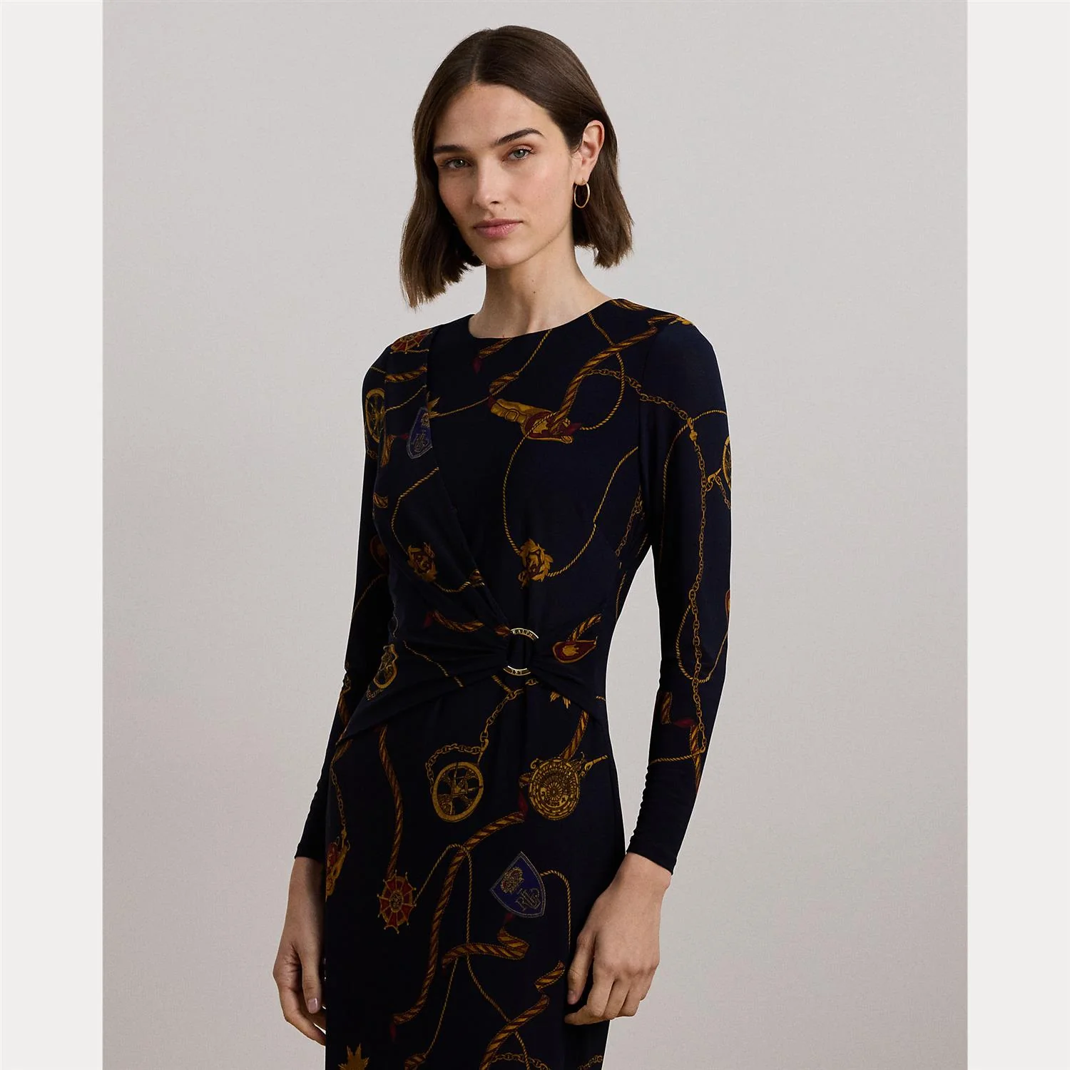 Navy Multi Jersey Three-Quarter Dress - Image 3