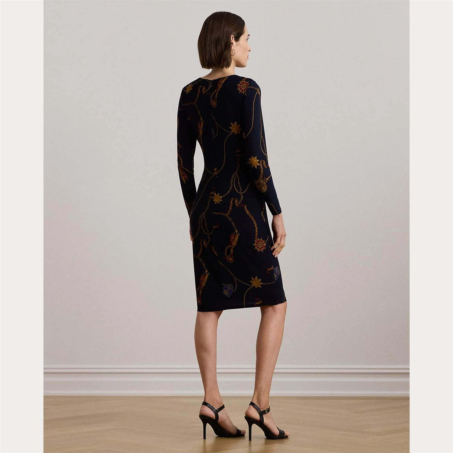 Navy Multi Jersey Three-Quarter Dress - Image 4