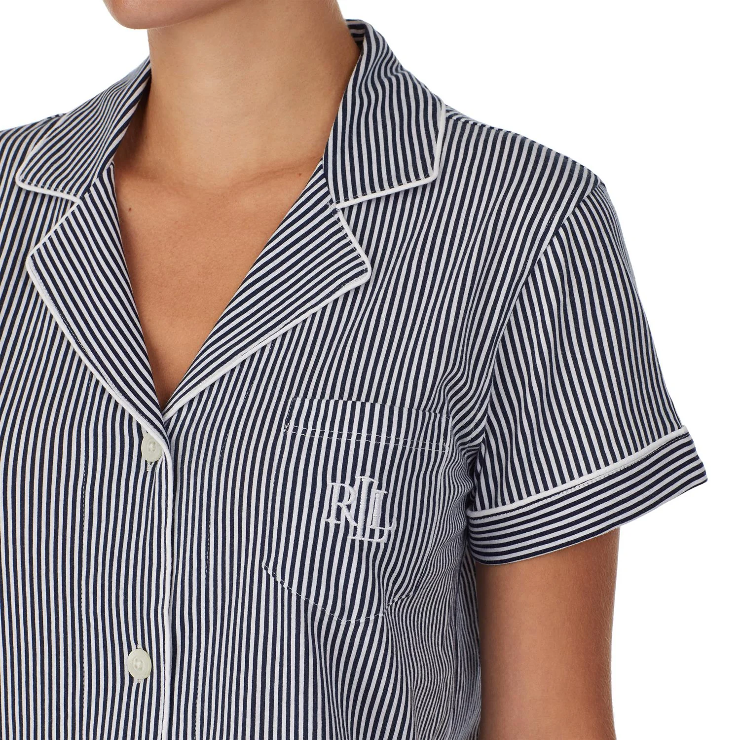 Navy Stripe Notch Collar Boxer PJ set - Image 3