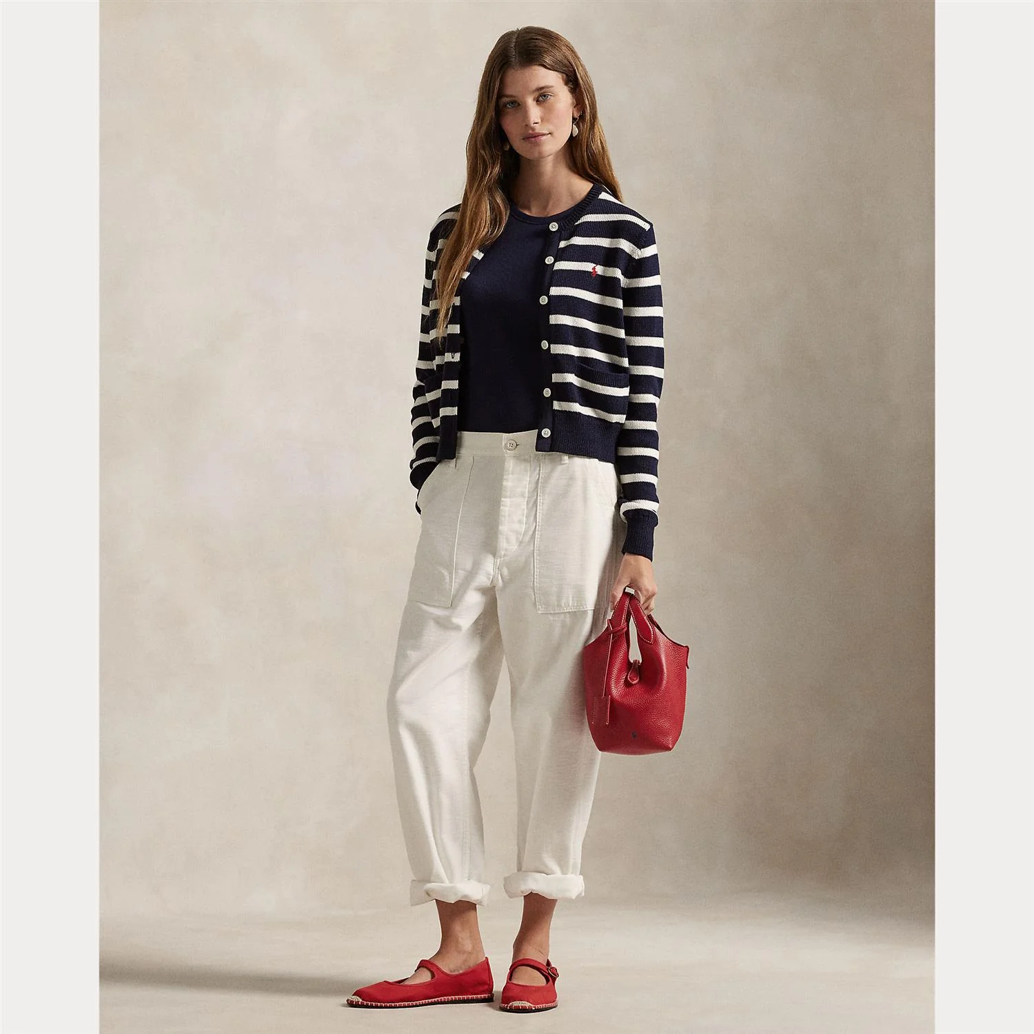 Navy/white Striped Cotton Cewnwxk Cardian - Image 3