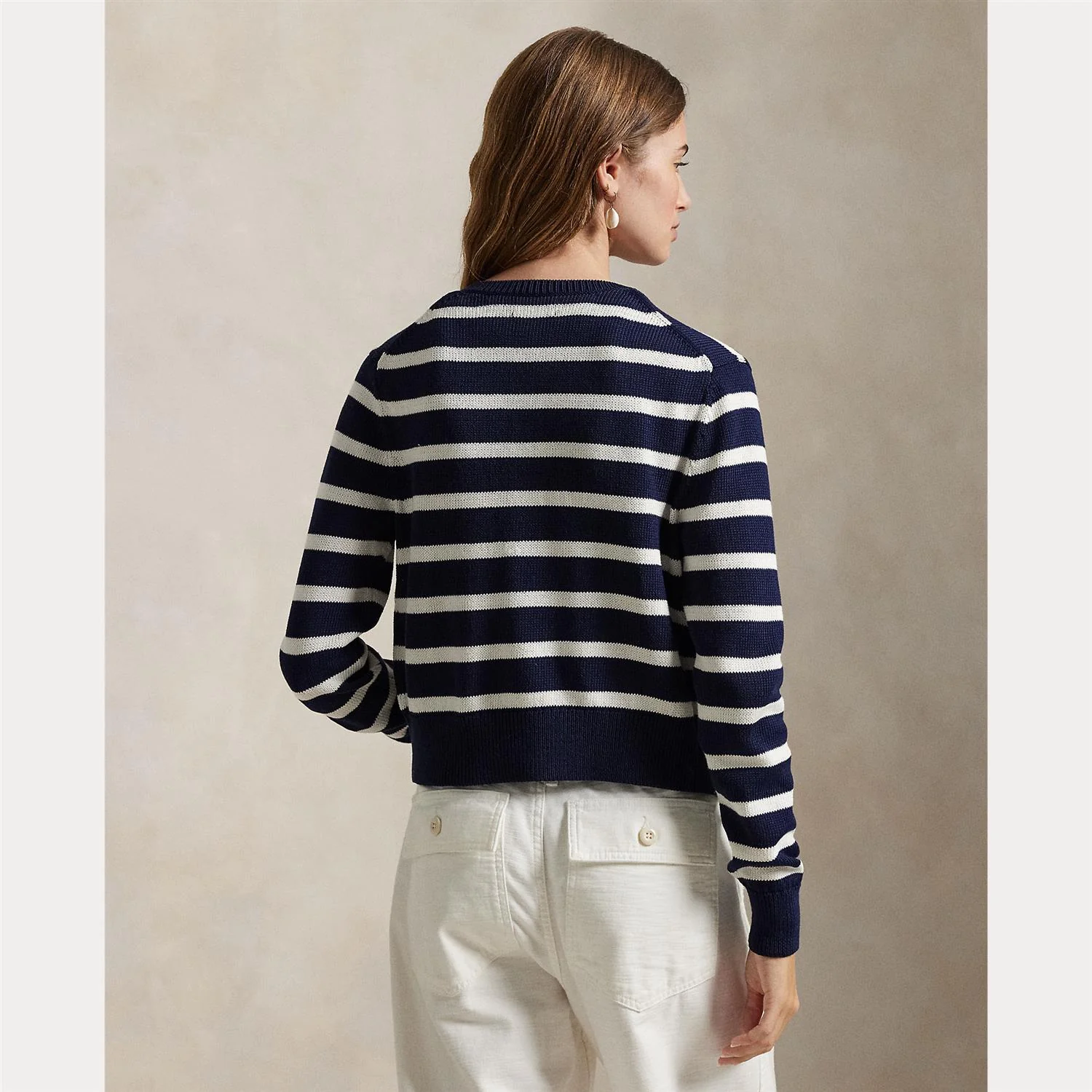 Navy/white Striped Cotton Cewnwxk Cardian - Image 4